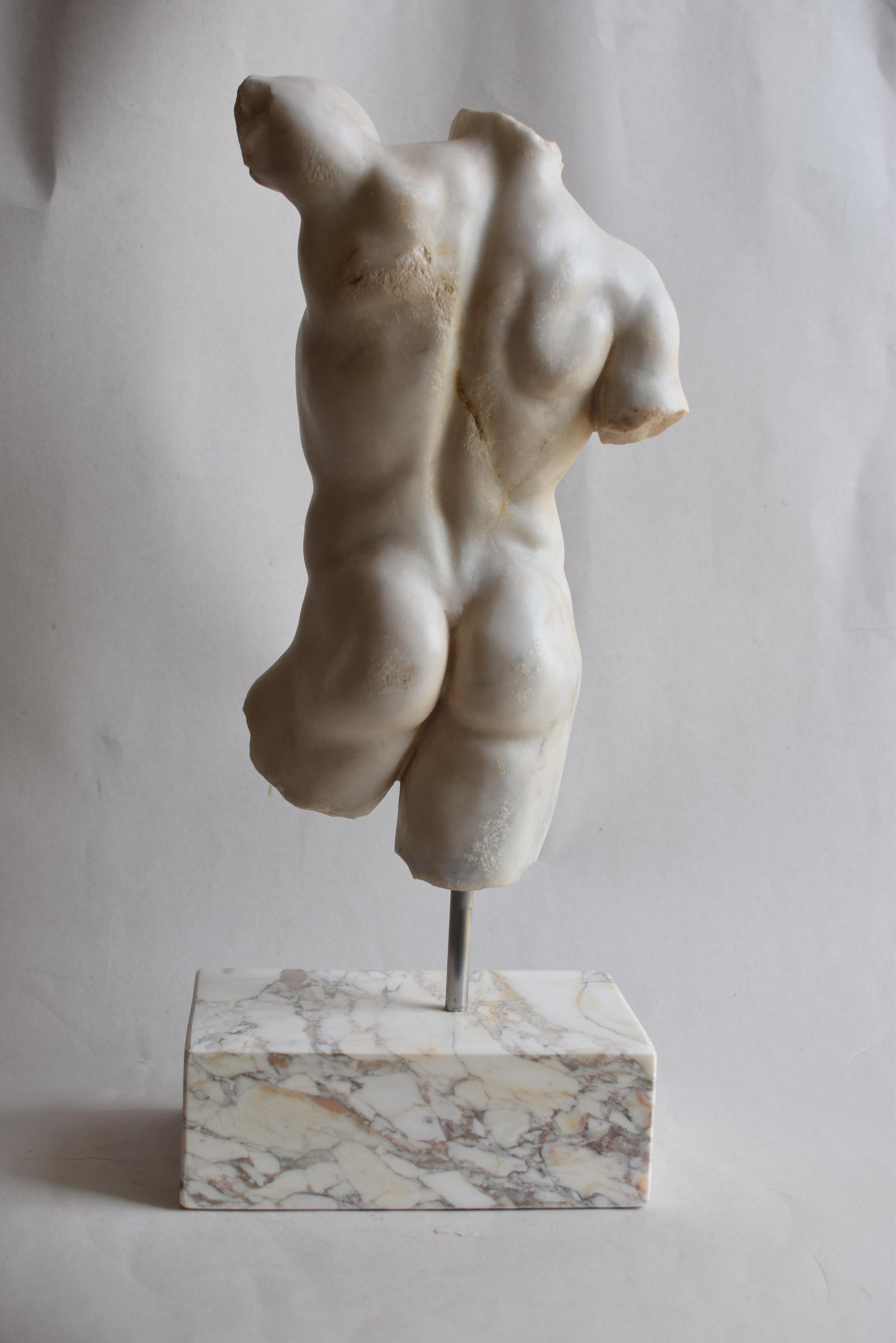 Classical Roman Torso maschile classico in marmo bianco di Carrara For Sale