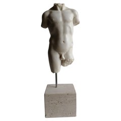 Vintage Torso maschile classico in marmo bianco di Carrara