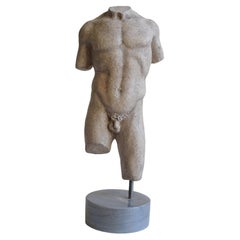 Torso maschile classico in ceramica -base in marmo - miniatura -made in Italy