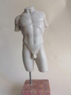 Torso masculino clásico en mármol blanco de Carrara - miniatura