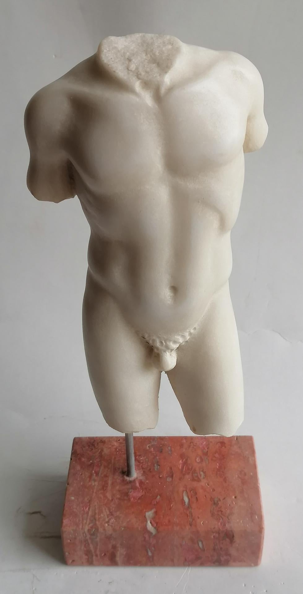 Classical Greek Torso maschile classico in marmo bianco Carrara - miniatura