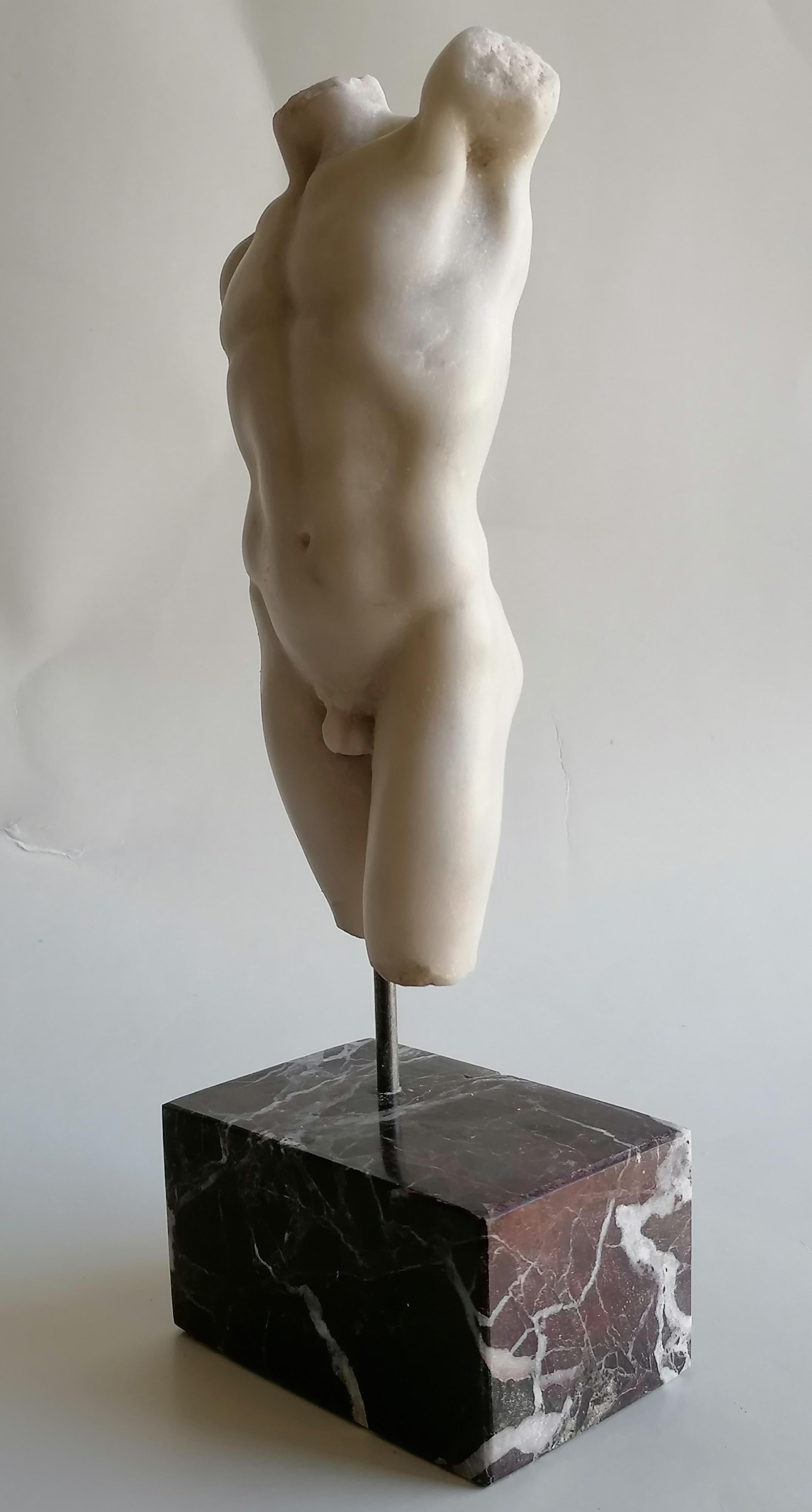 Greco classico Torso maschile classico in marmo bianco Carrara - miniatura in vendita