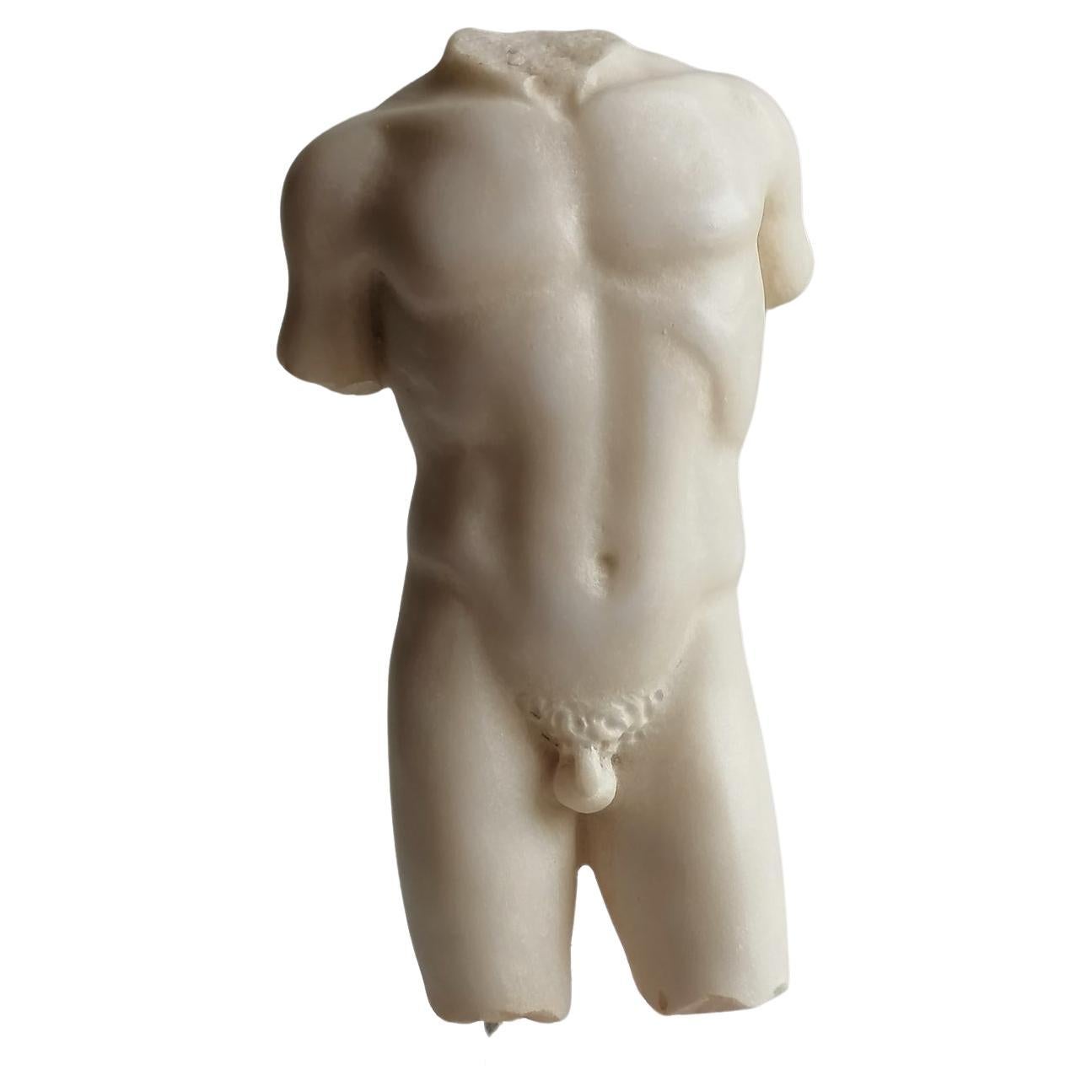 Torso maschile classico in marmo bianco Carrara - miniatura