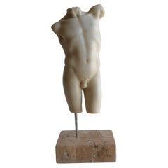 Torso maschile classico in marmo bianco Carrara - miniatura 
