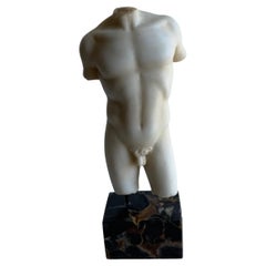 Torso maschile classico in marmo bianco Carrara - miniatura-made in Italy