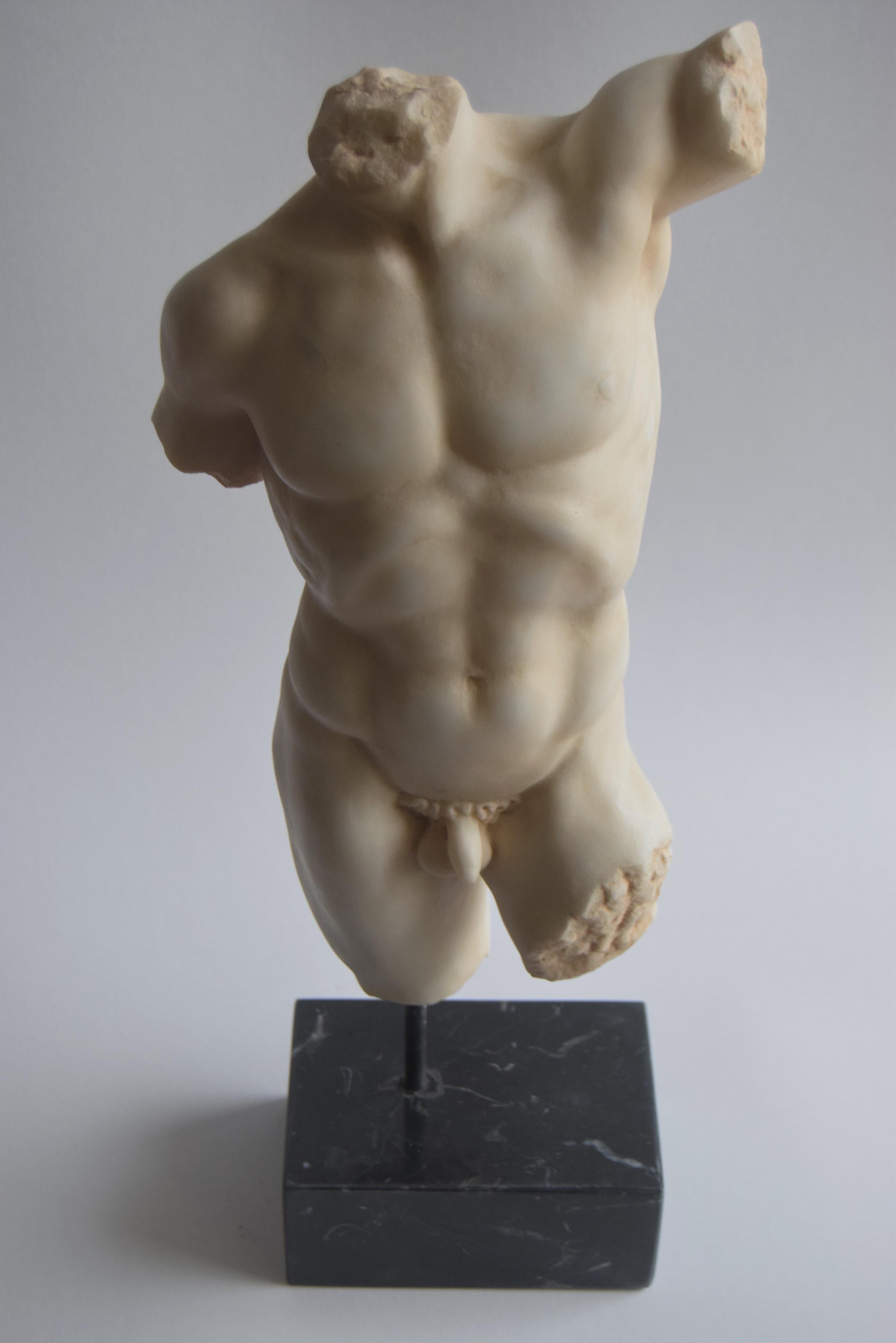 Classic male torso in sculptural white Carrara marble -made in Italy ...