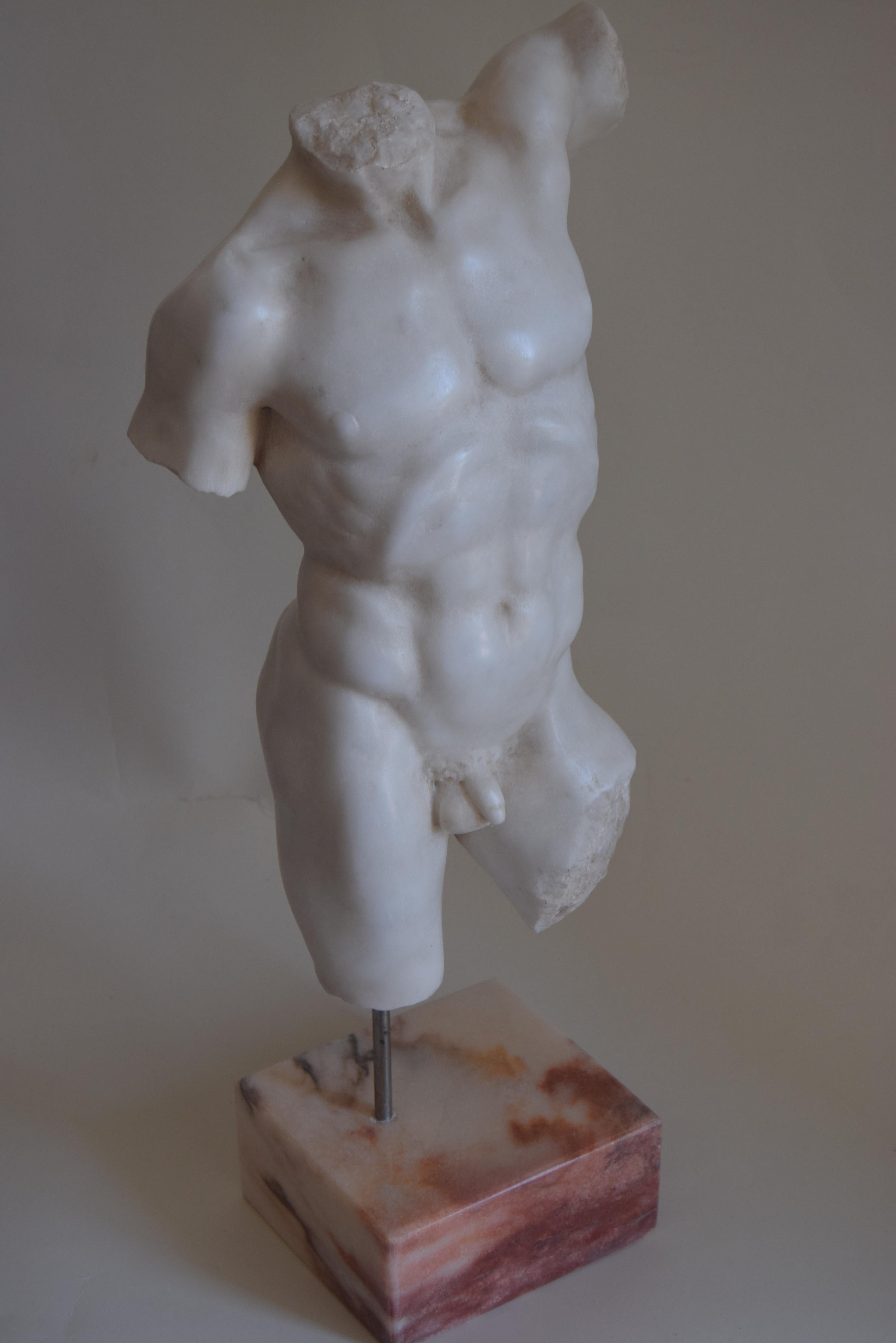 Marbre Torse d'homme classique en marbre blanc de Carrare - fabriqué en Italie en vente