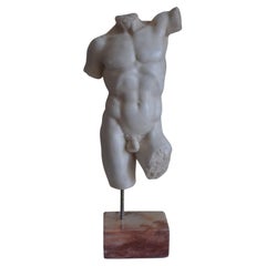 Torso masculino clásico en escultural mármol blanco de Carrara -fabricado en Italia