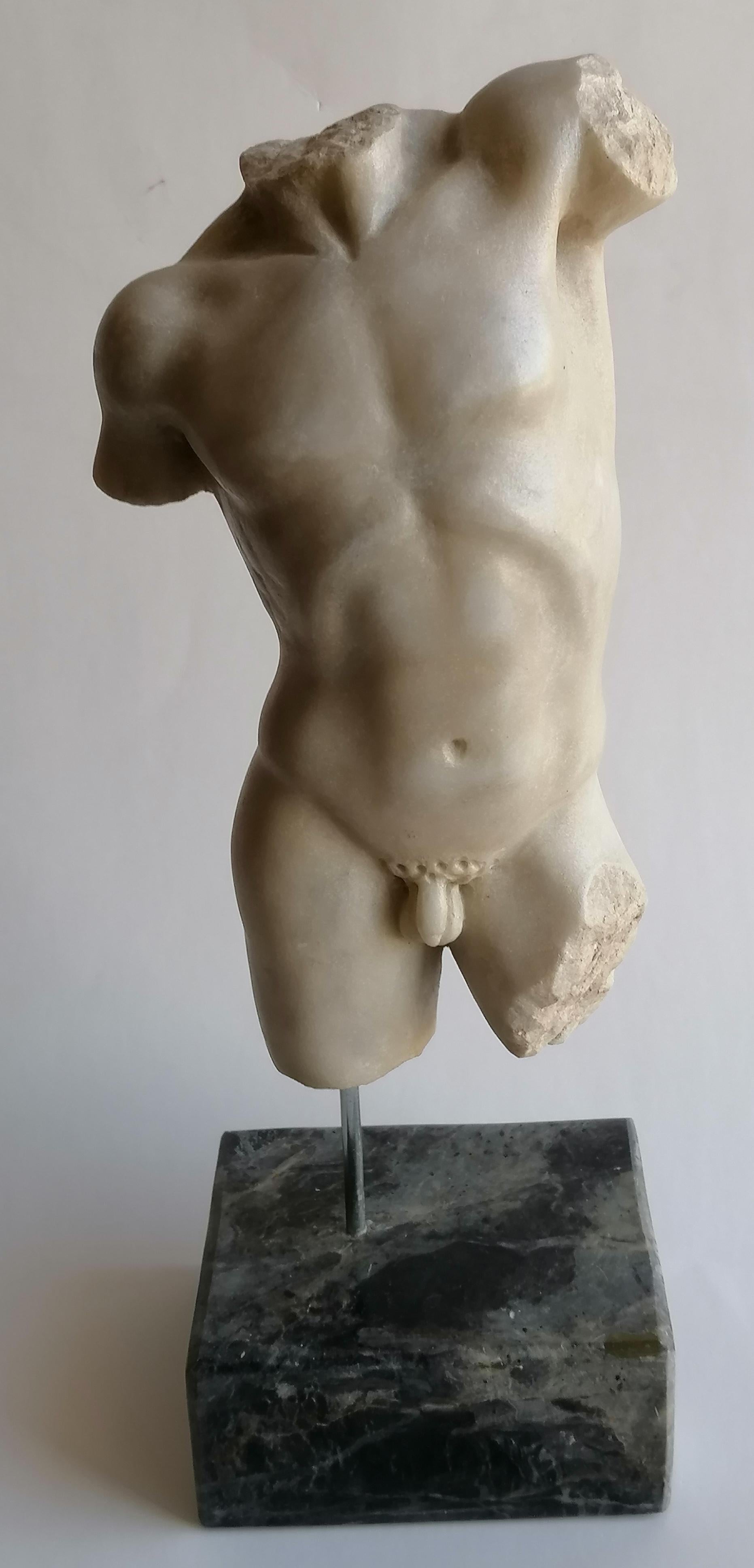 Greco Roman Torso maschile classico scolpito su marmo bianco di Carrara