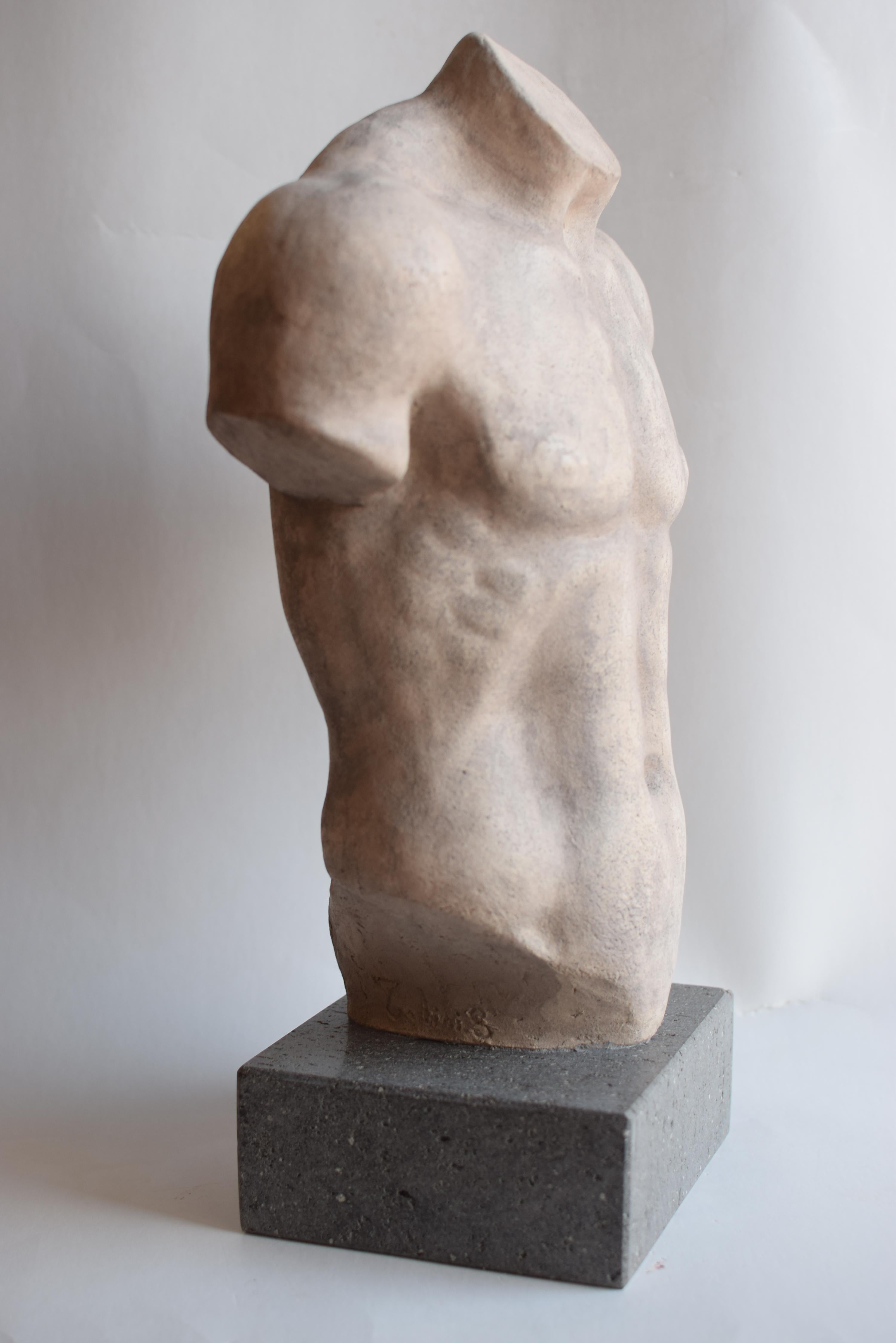 Classical Greek Torso maschile in ceramica chiara - Discoforo -made in Italy For Sale