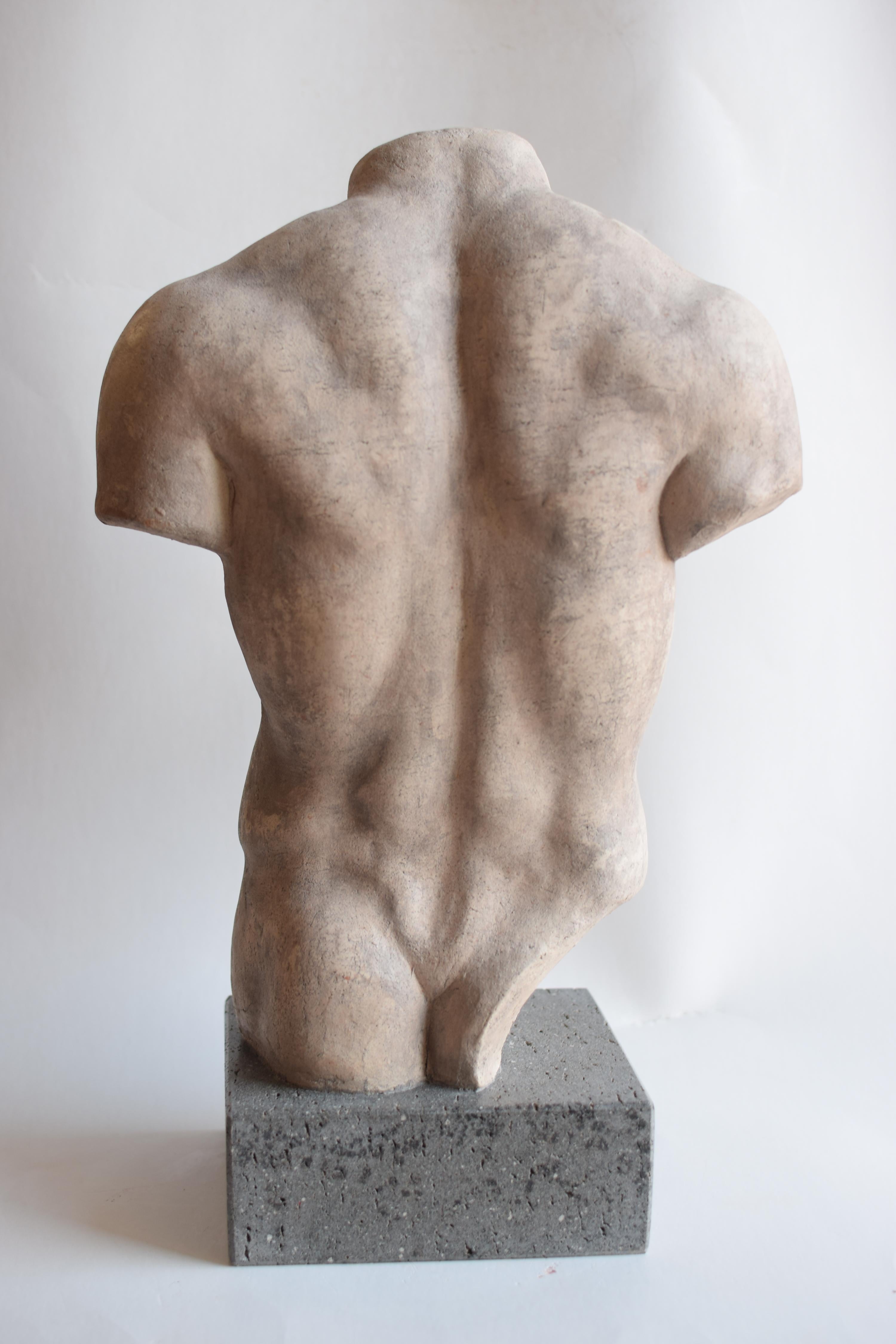 European Torso maschile in ceramica chiara - Discoforo -made in Italy For Sale