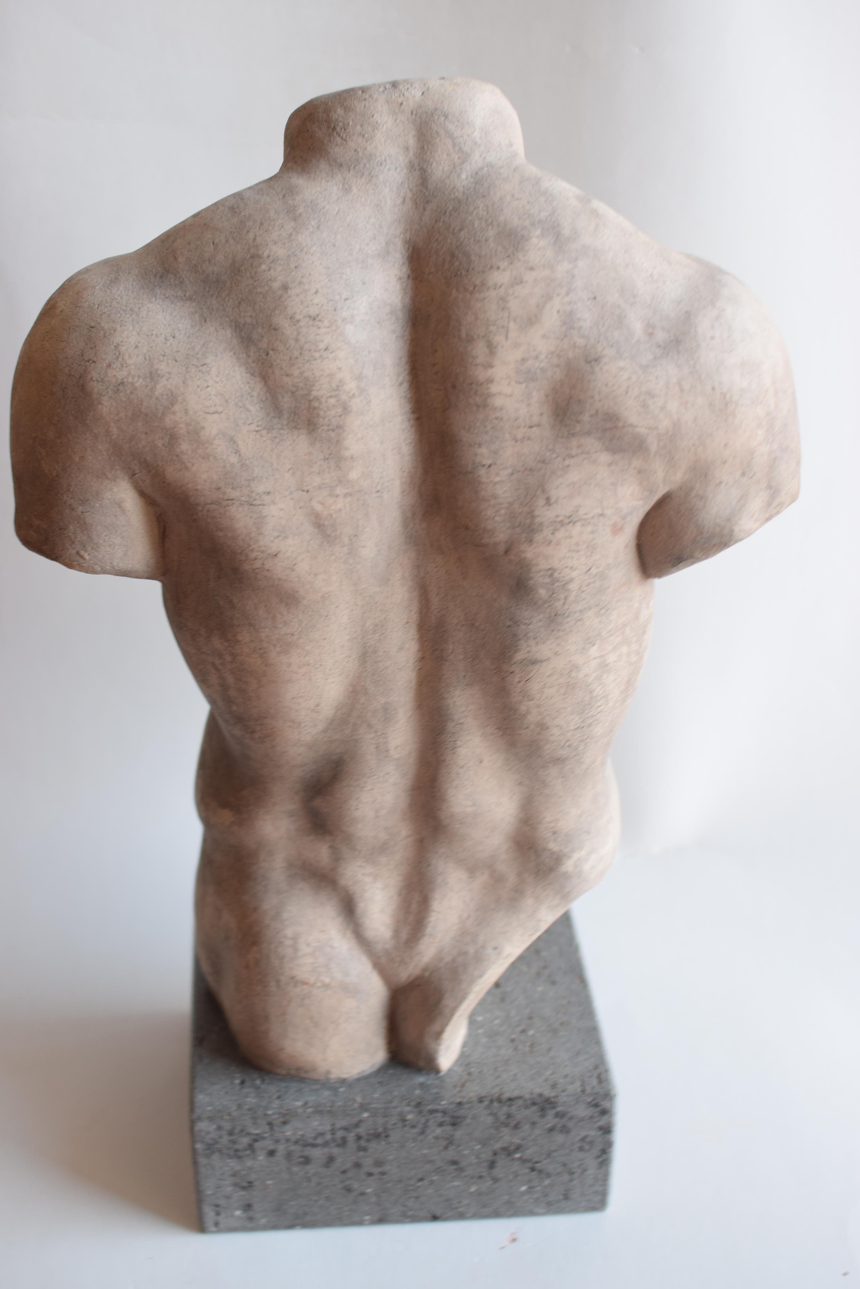 Hand-Crafted Torso maschile in ceramica chiara - Discoforo -made in Italy For Sale