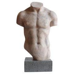 Torso maschile in ceramica chiara - Discoforo -made in Italy