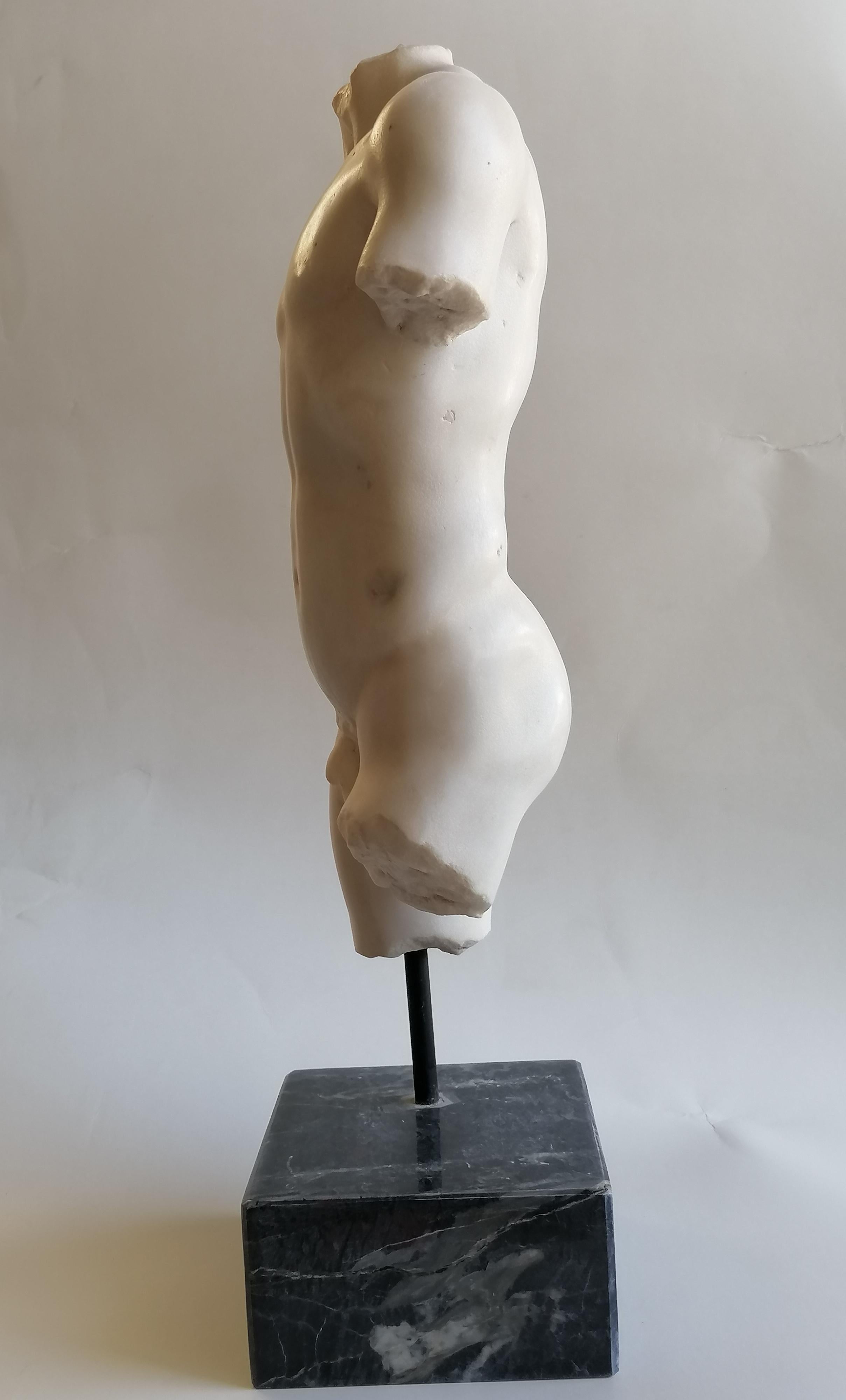 Torso maschile in stile classico- marmo bianco di Carrara -Kouros In condizioni buone in vendita a Tarquinia, IT