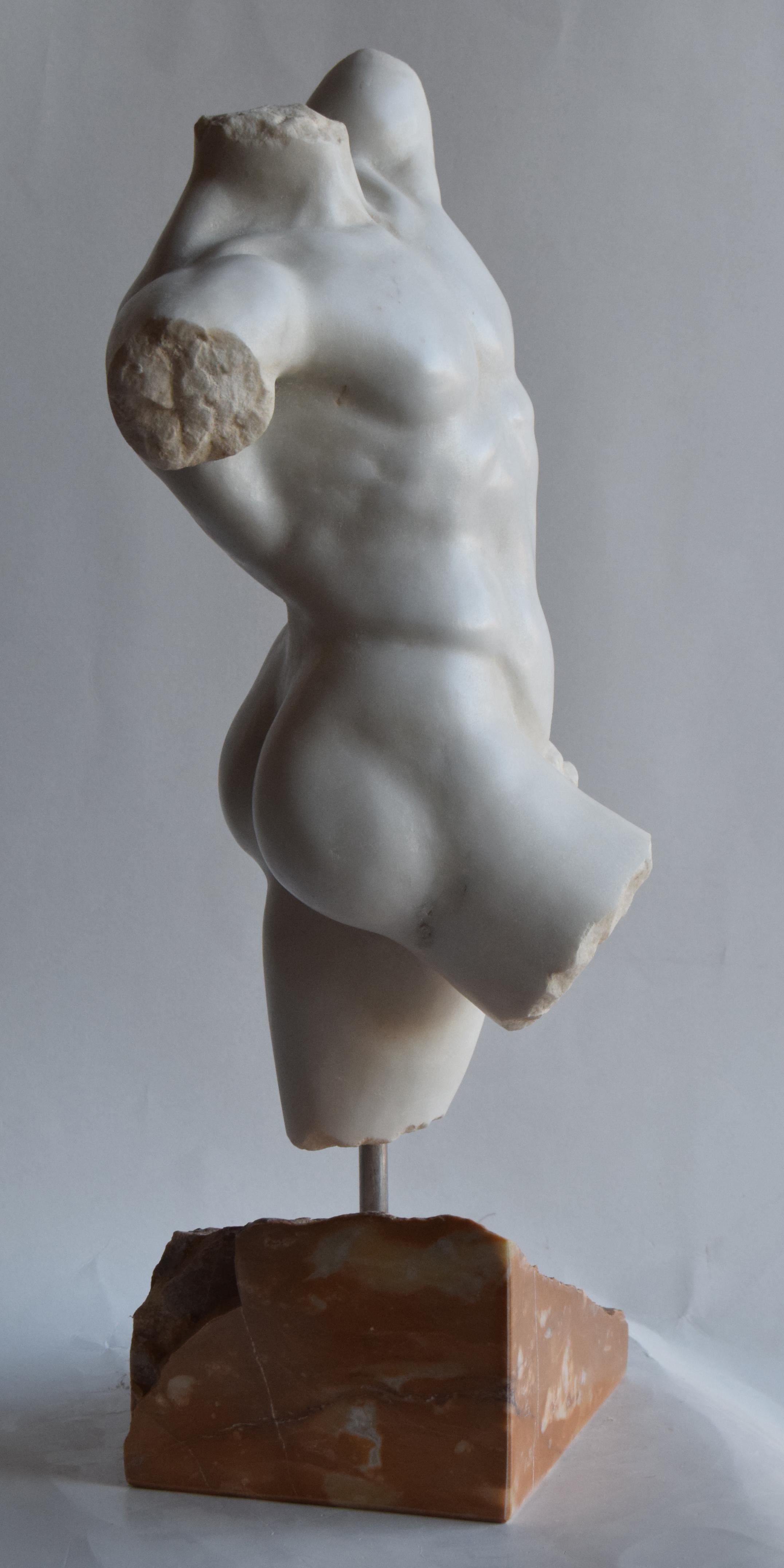 Torso maschile inspiriert vom „Fauno di Pompei“ aus Marmo Bianco di Carrara (Griechisch-römisch) im Angebot