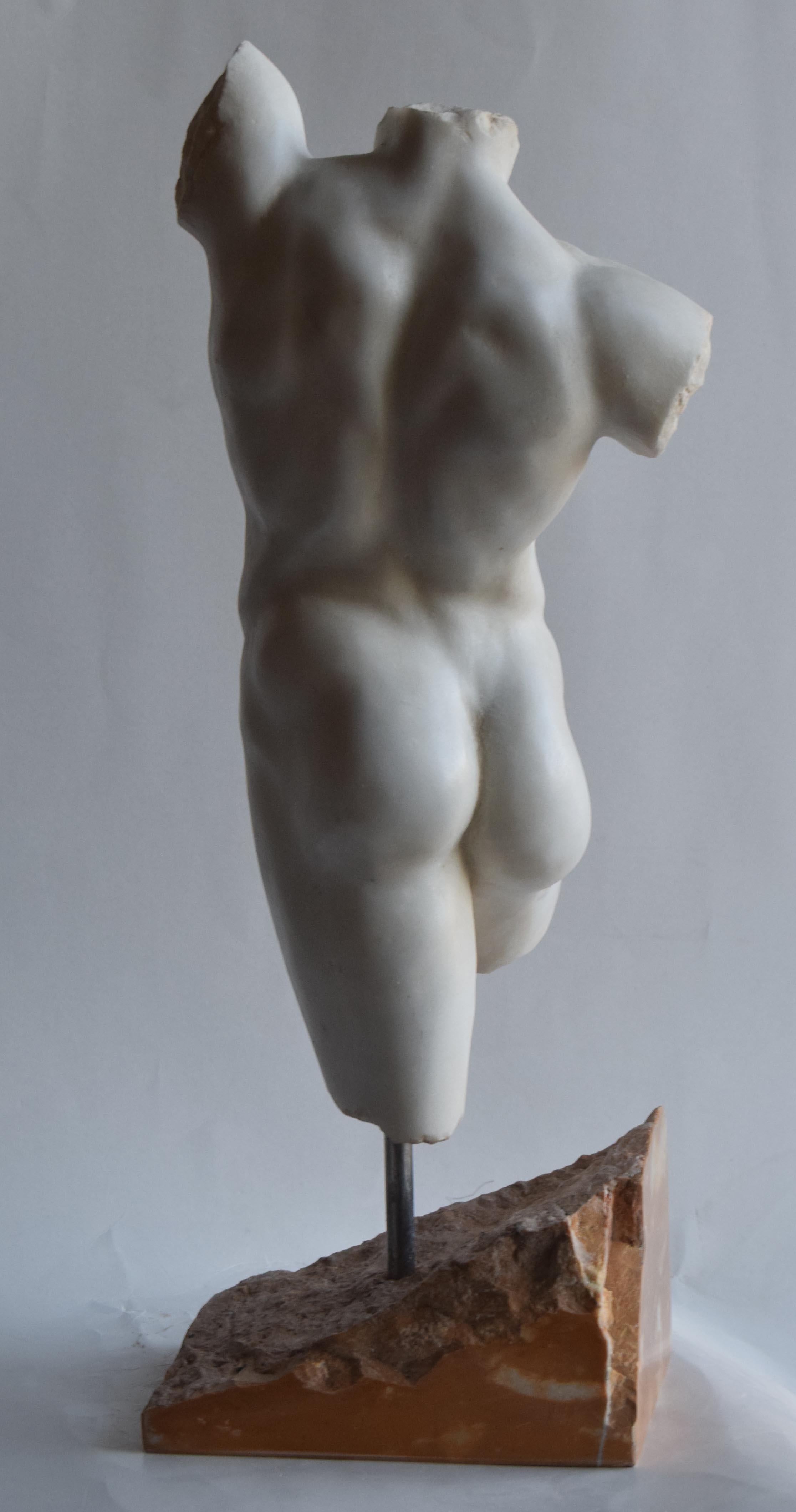 Torso maschile inspiriert vom „Fauno di Pompei“ aus Marmo Bianco di Carrara (Italian) im Angebot