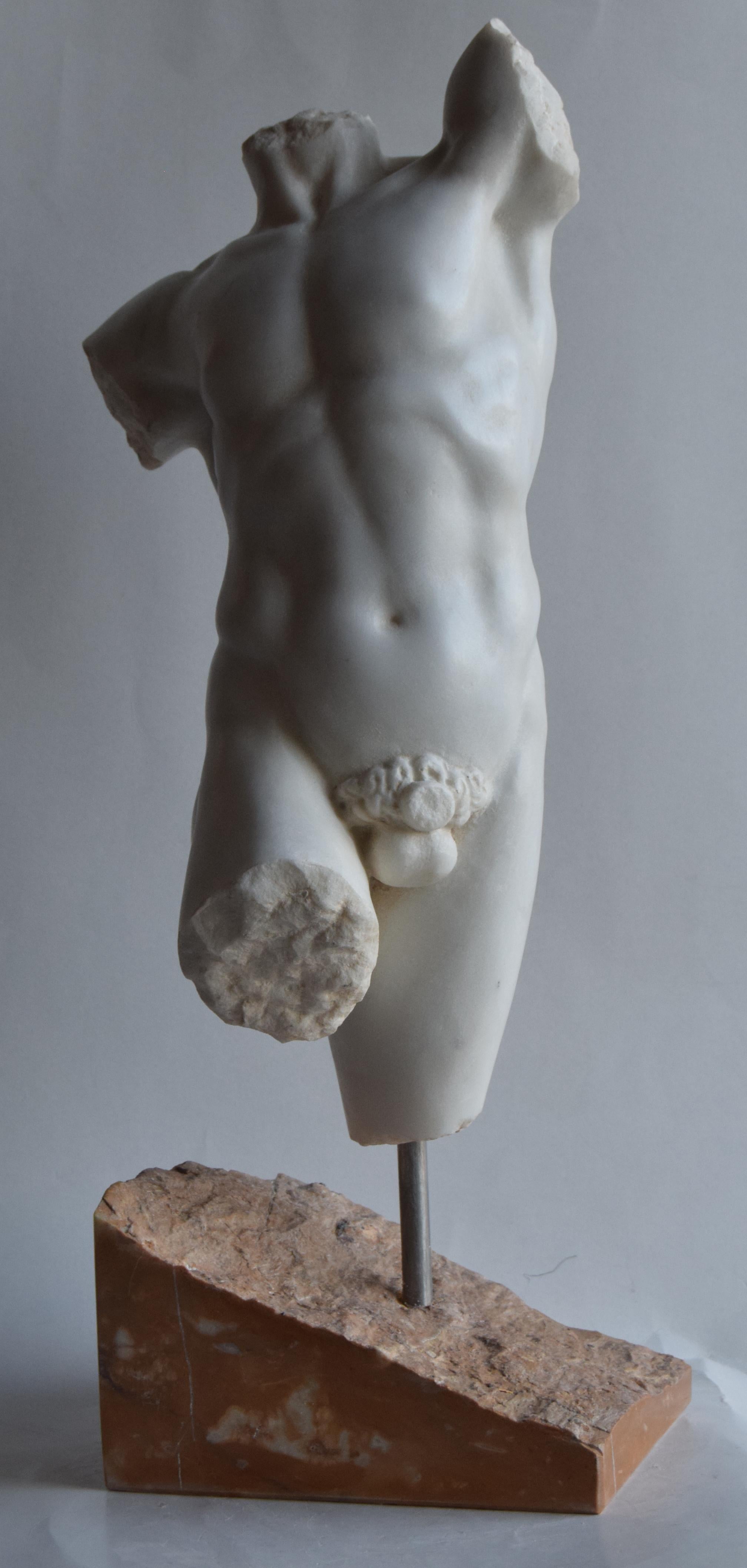Torso maschile inspiriert vom „Fauno di Pompei“ aus Marmo Bianco di Carrara (Late 20th Century) im Angebot