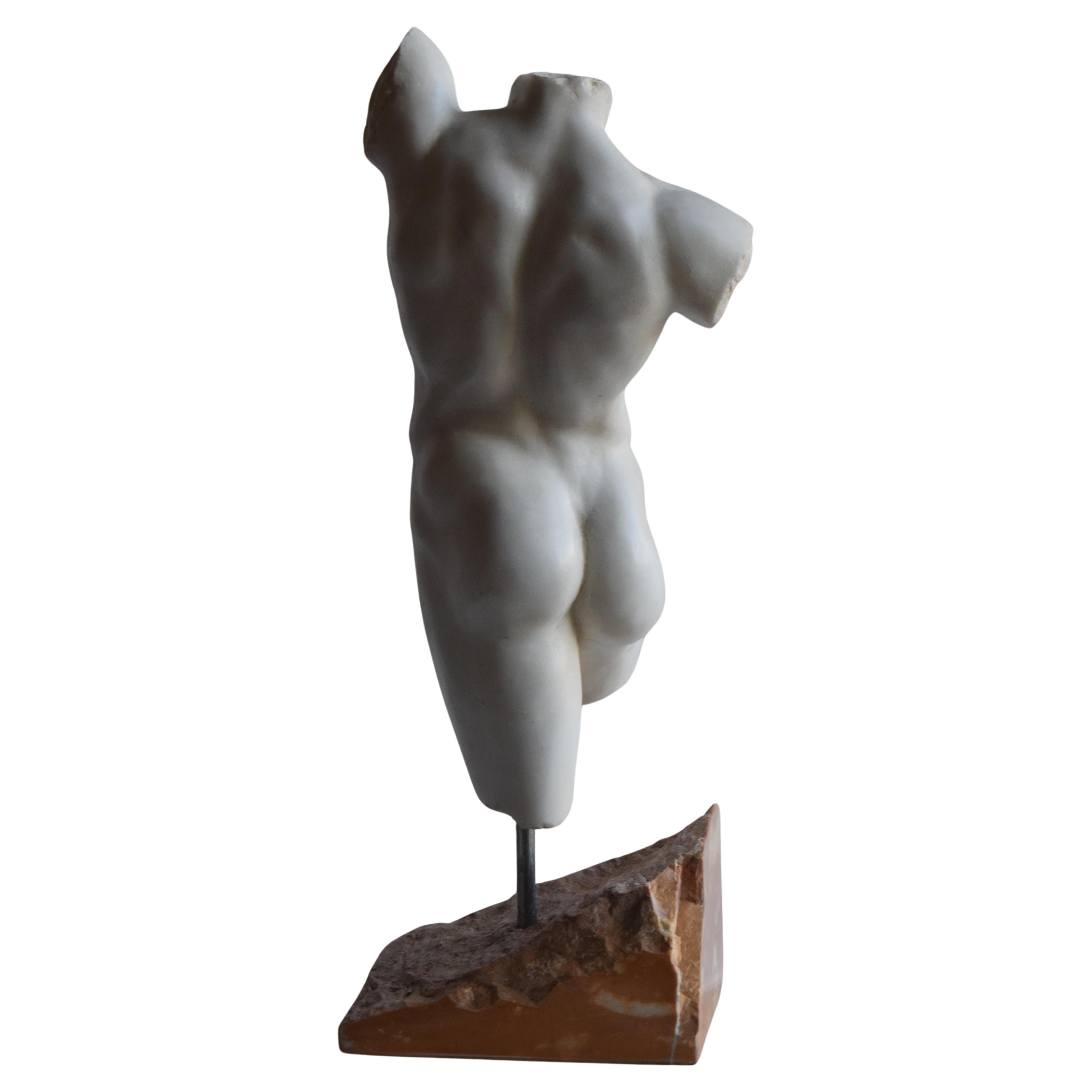 Torso maschile inspiriert vom „Fauno di Pompei“ aus Marmo Bianco di Carrara im Angebot