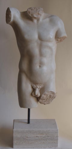 Torso maschile stile classico -marmo bianco Carrara -Made in Italy