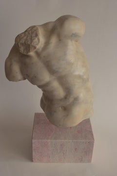 Male torso "Torso Gaddi" carved on white Carrara marble - made in Italy