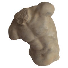Male torso "Torso Gaddi" carved on white Carrara marble - made in Italy