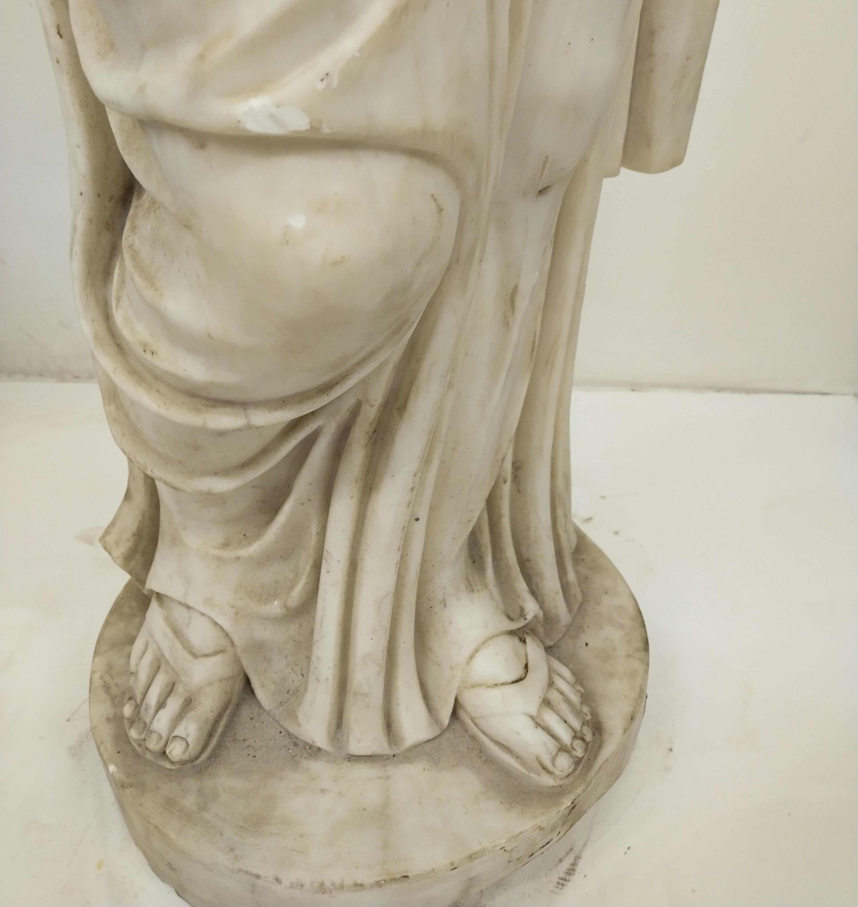 Torso of the Goddess Nike. Bust in Carrara marble, sculpture in marble