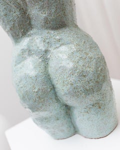 Torso Statue Studio Ceramic Light Blue Clay Ceramic Figure Mid Century Design