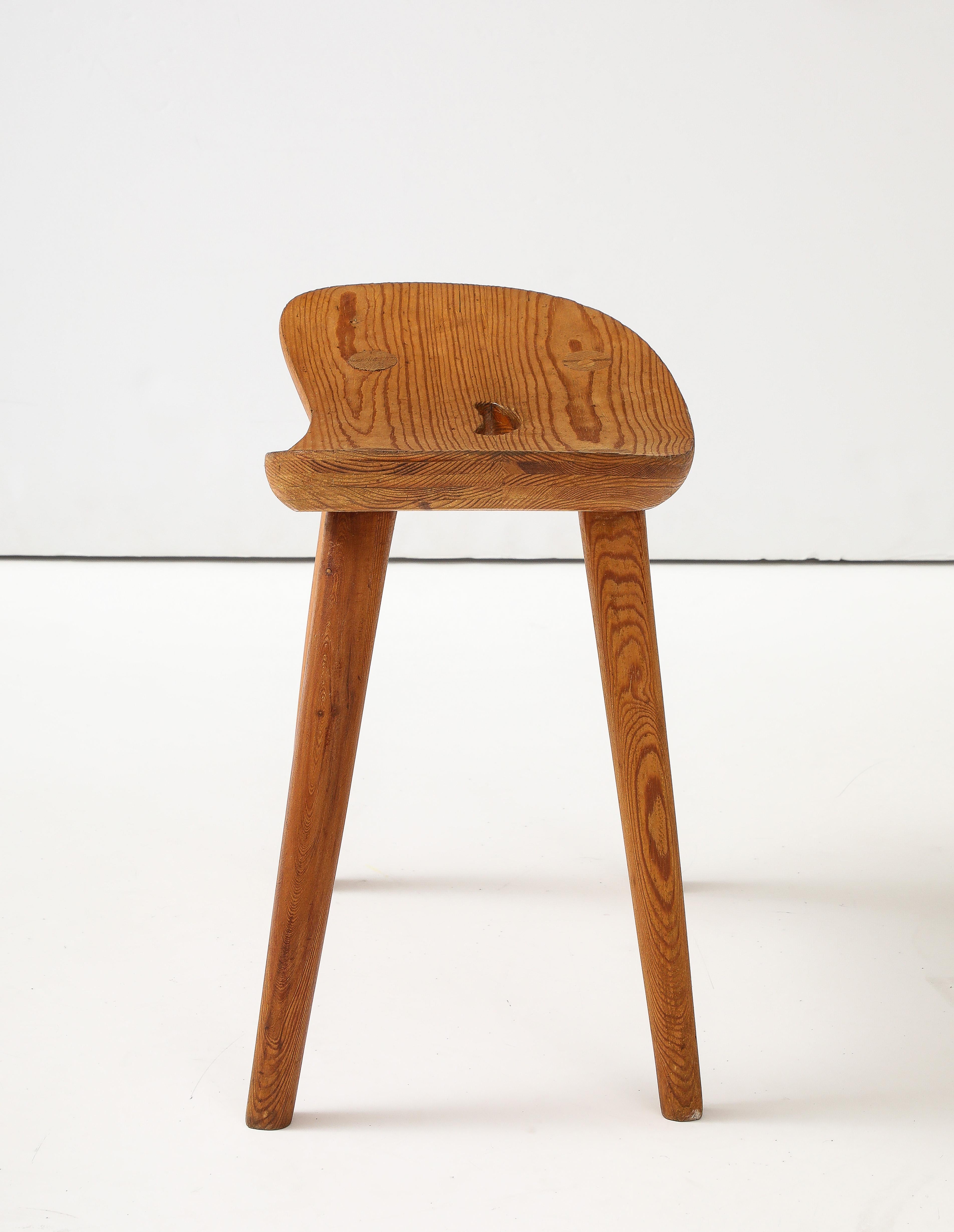 Torsten Claeson Hand Made Swedish Curved Stool, c. 1960's For Sale 4
