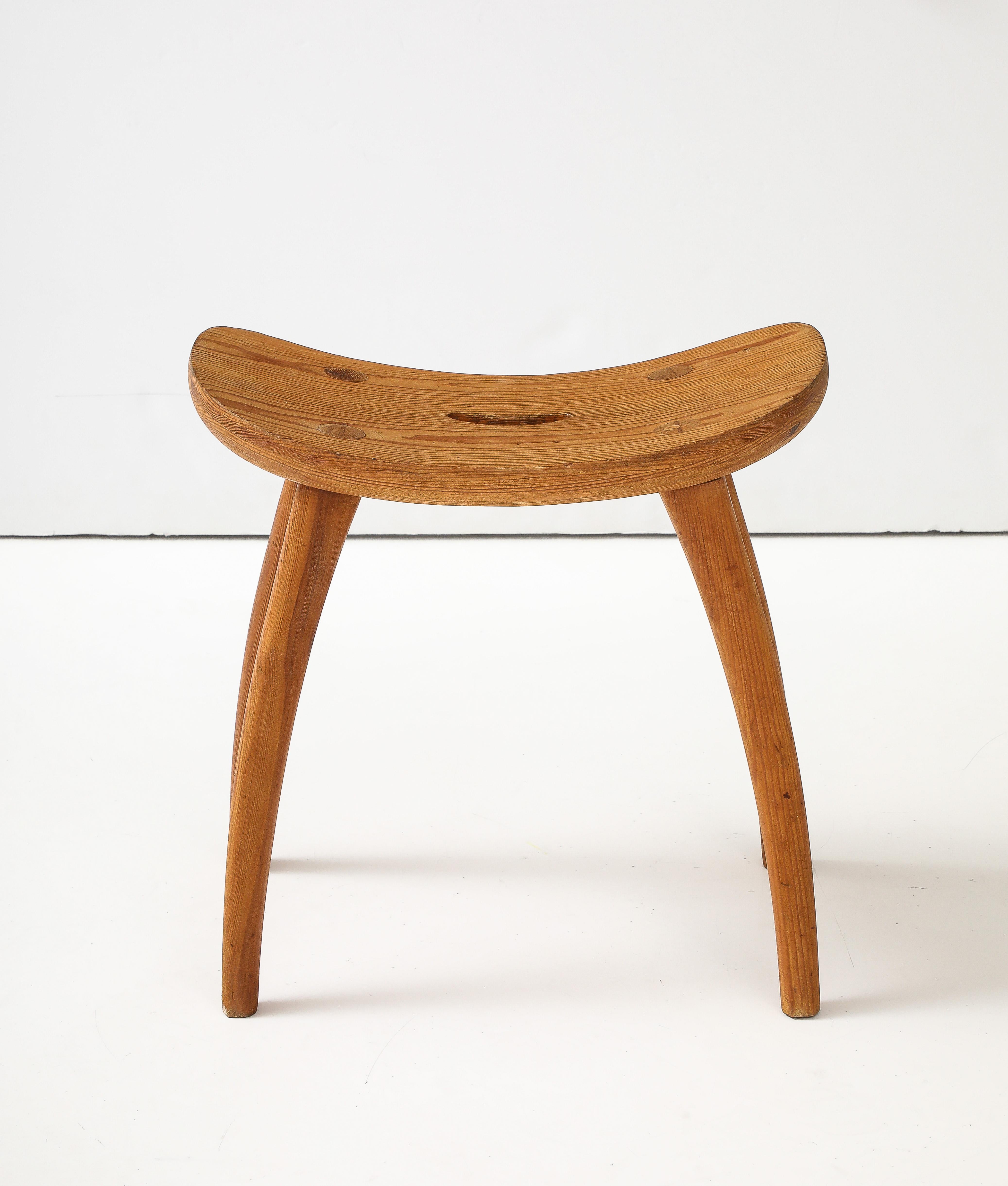 Torsten Claeson Hand Made Swedish Curved Stool, c. 1960's For Sale 6