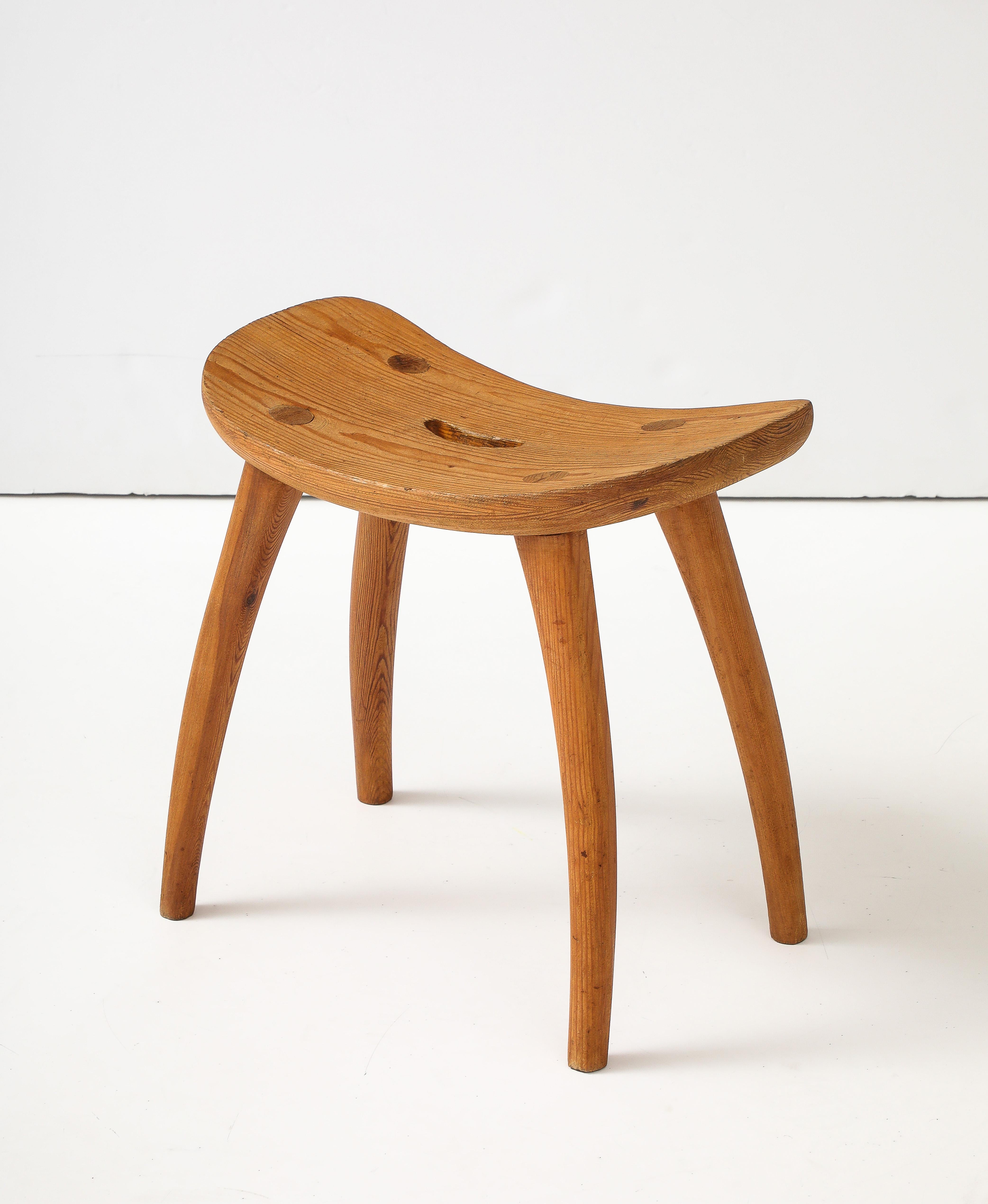 Torsten Claeson Hand Made Swedish Curved Stool, c. 1960's For Sale 7