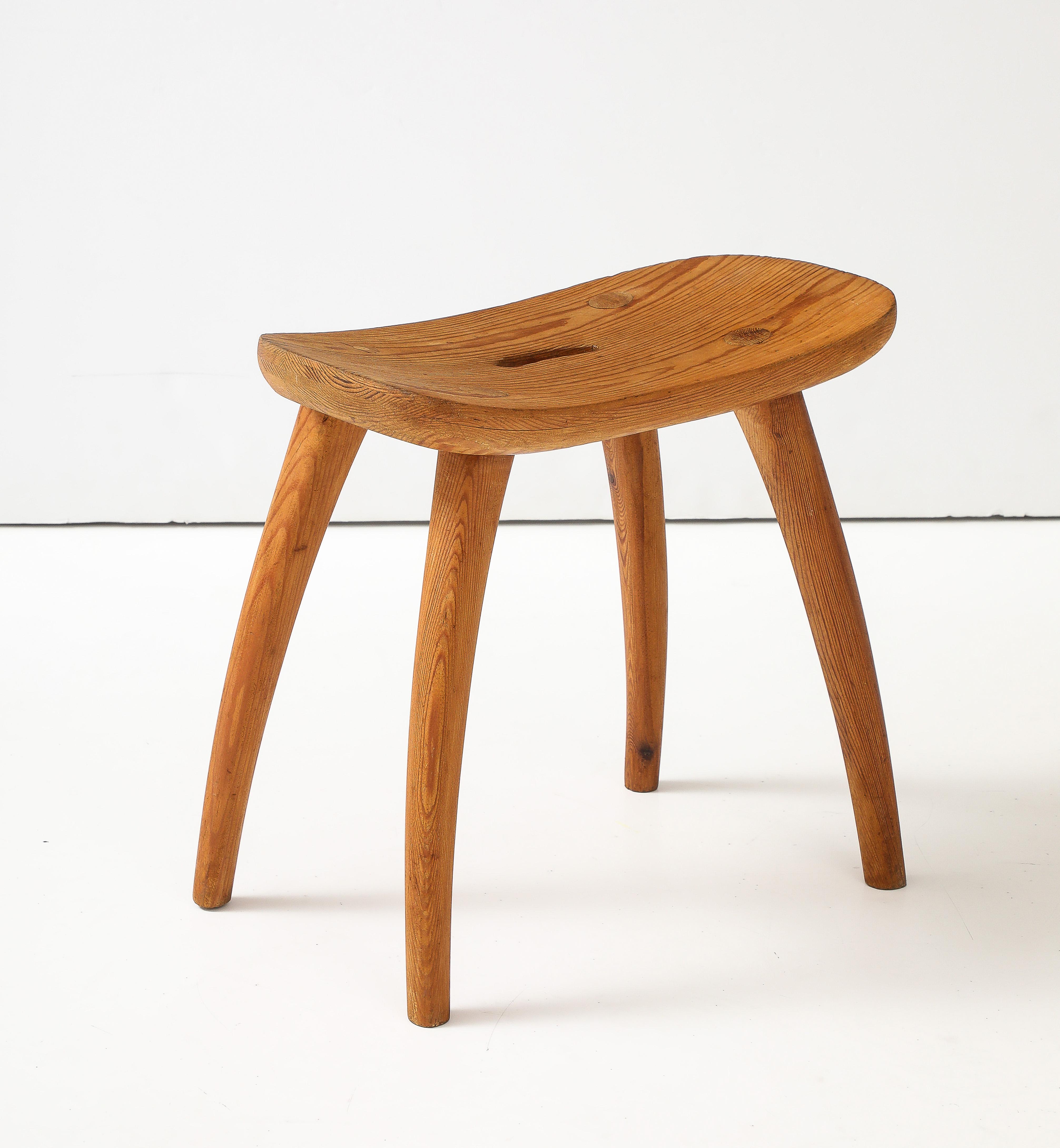 Torsten Claeson Hand Made Swedish Curved Stool, c. 1960's For Sale 9