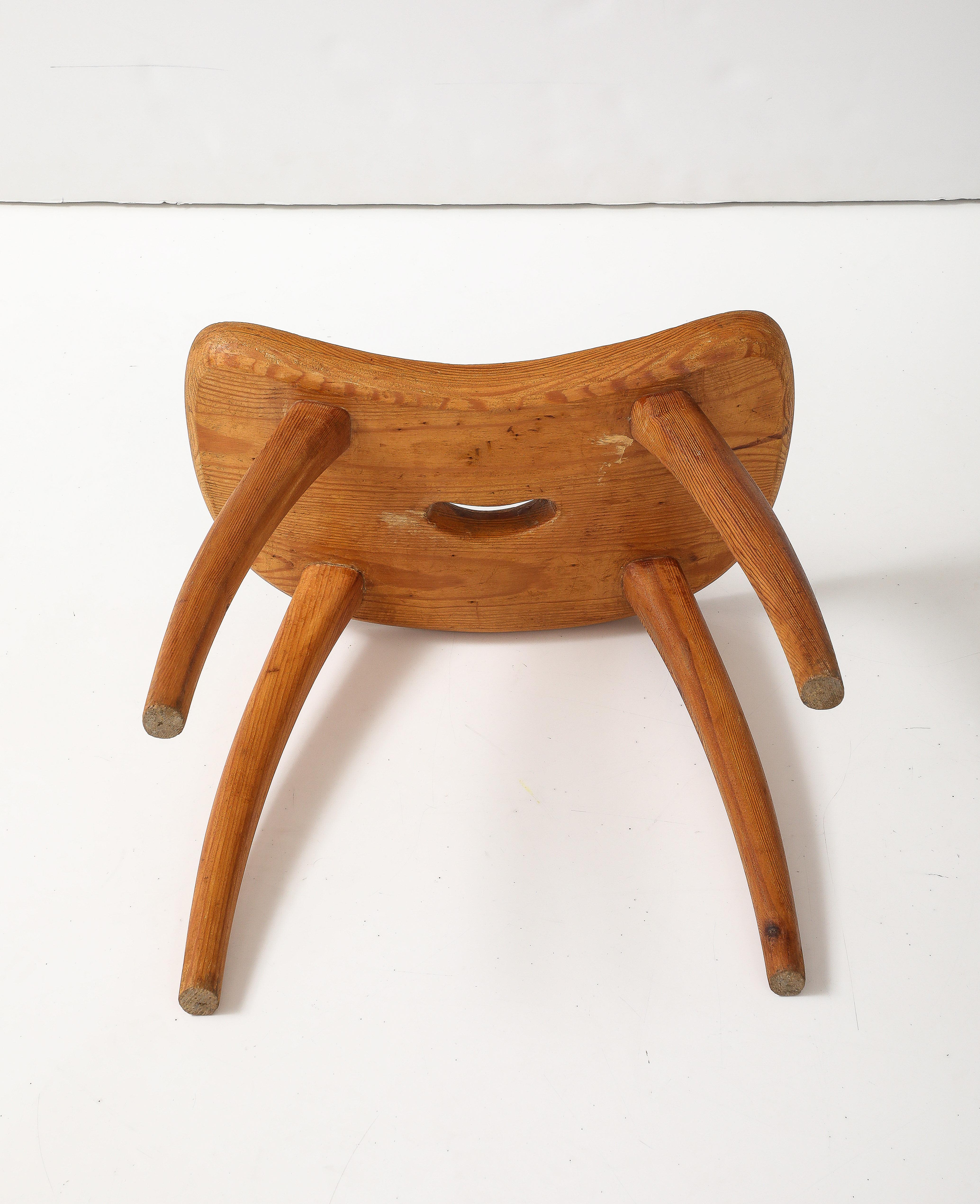 Torsten Claeson Hand Made Swedish Curved Stool, c. 1960's For Sale 10