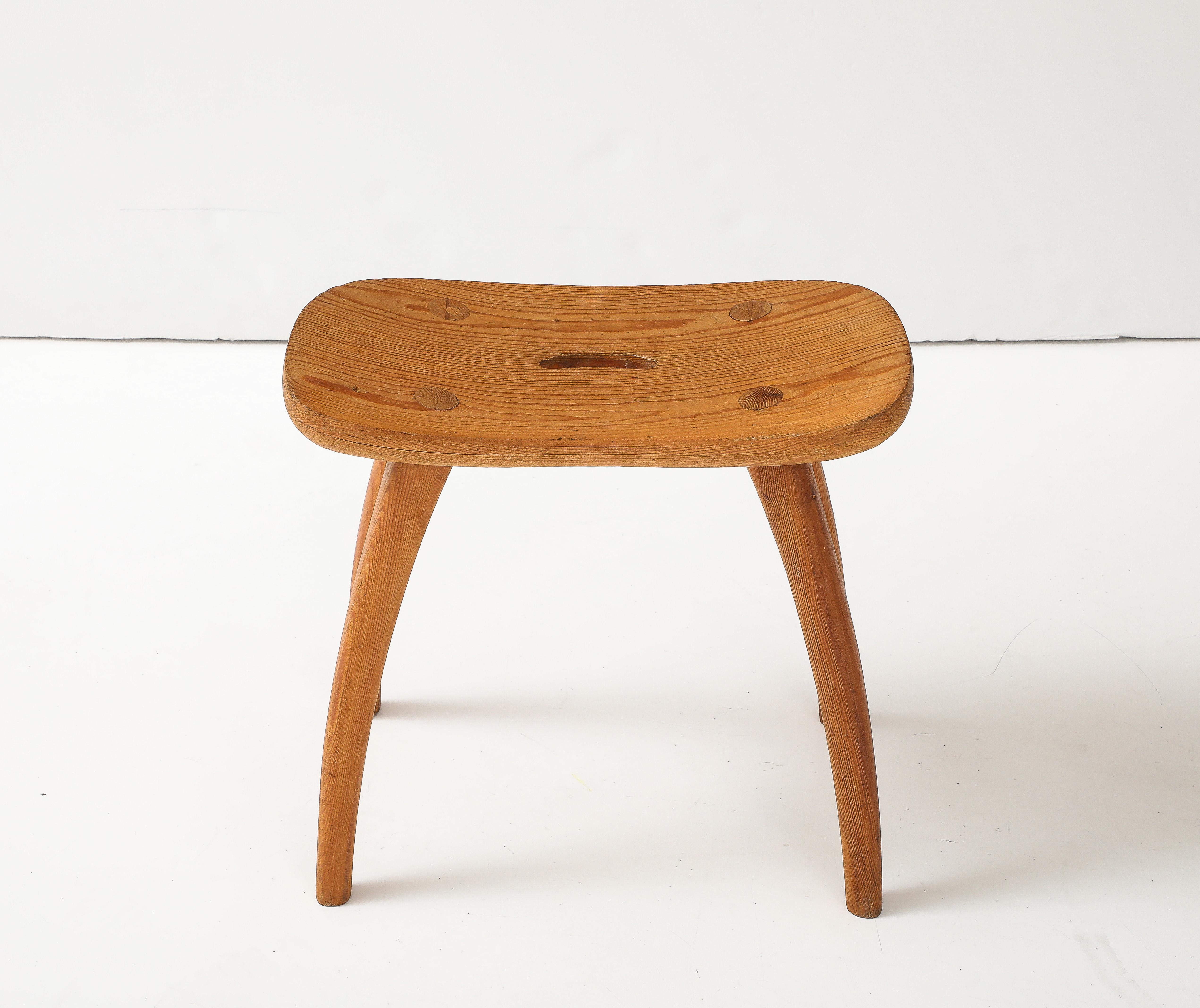 Scandinavian Modern Torsten Claeson Hand Made Swedish Curved Stool, c. 1960's For Sale