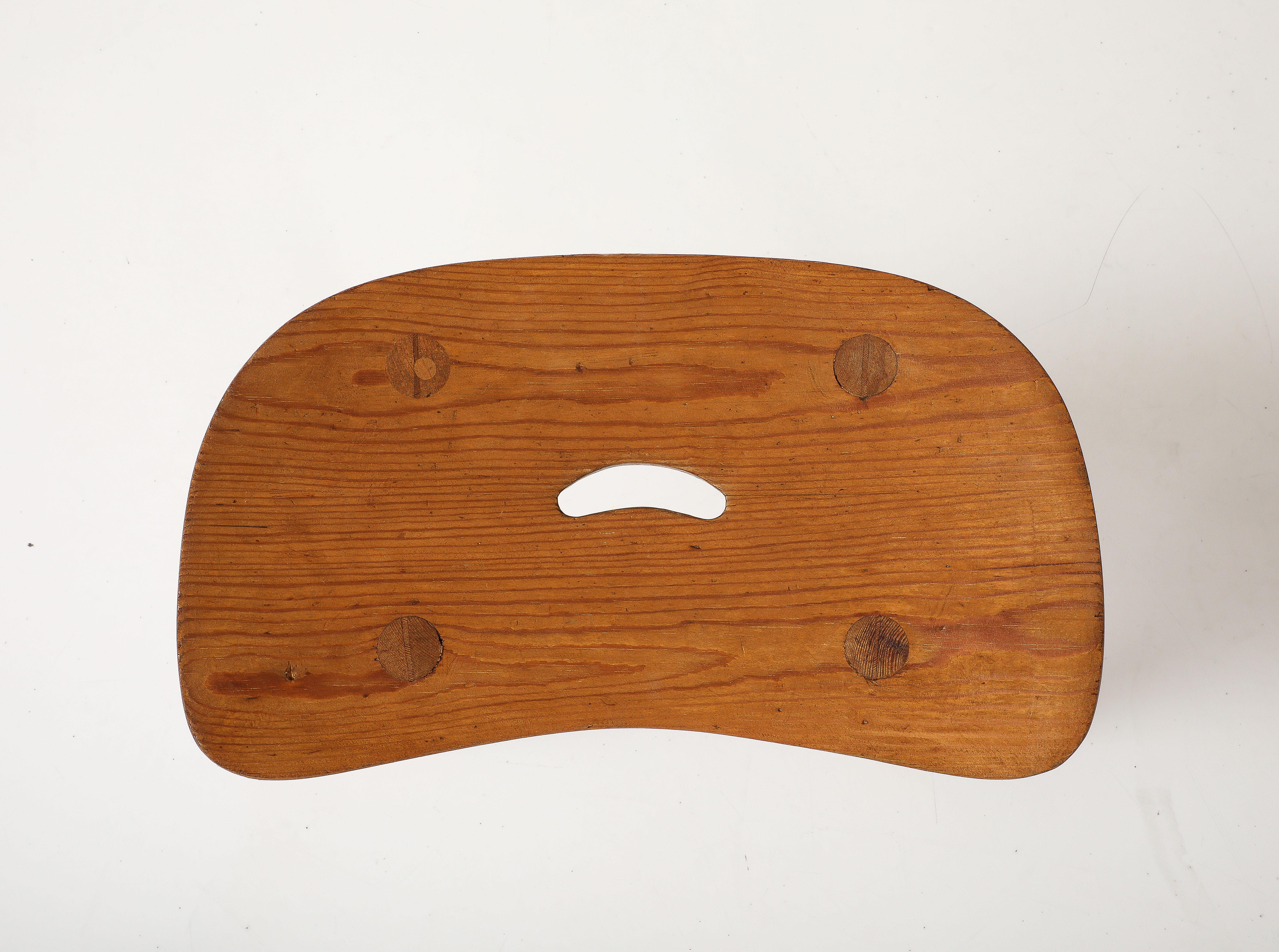 Torsten Claeson Hand Made Swedish Curved Stool, c. 1960's In Good Condition For Sale In Brooklyn, NY