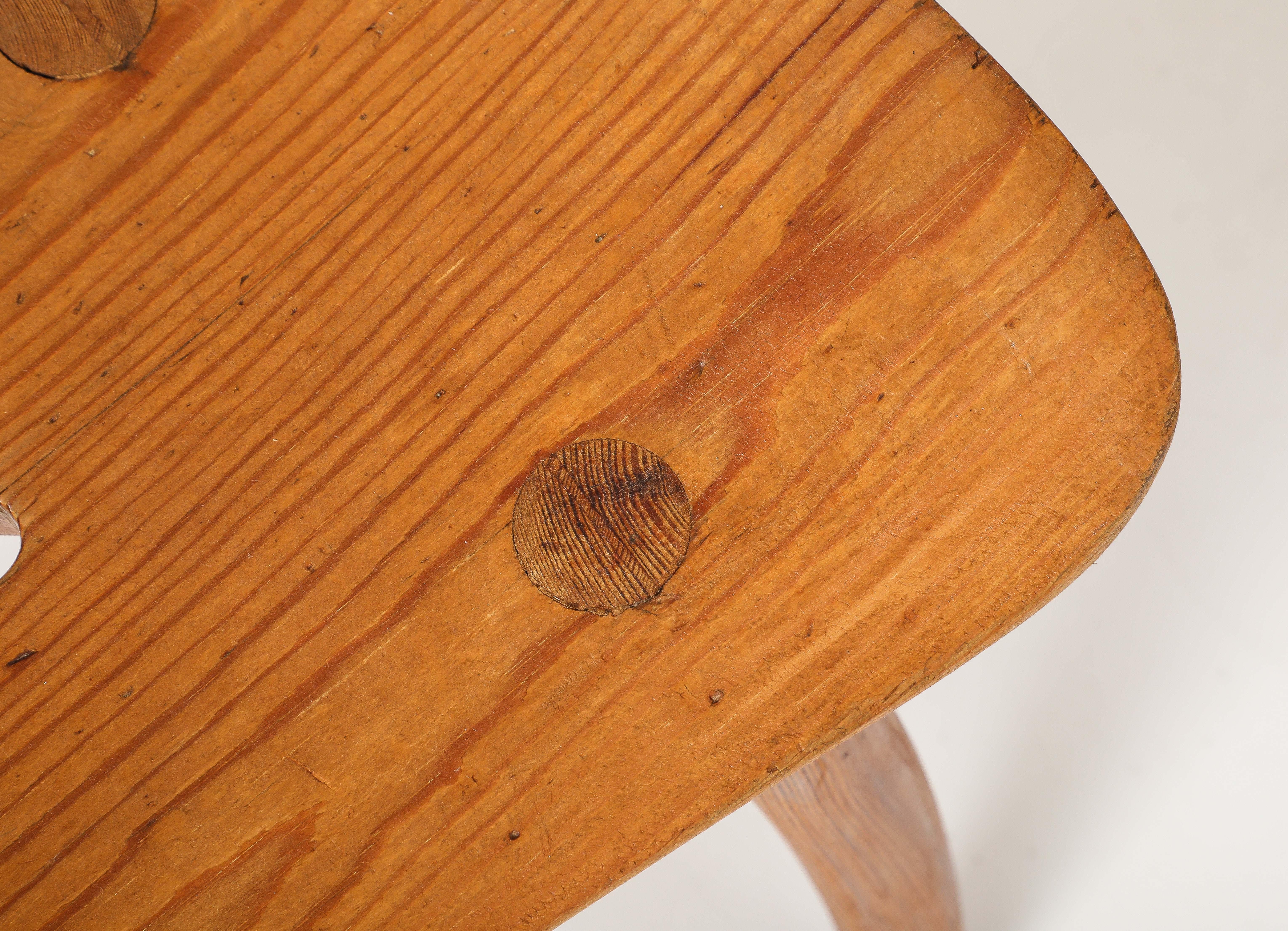 Pine Torsten Claeson Hand Made Swedish Curved Stool, c. 1960's For Sale
