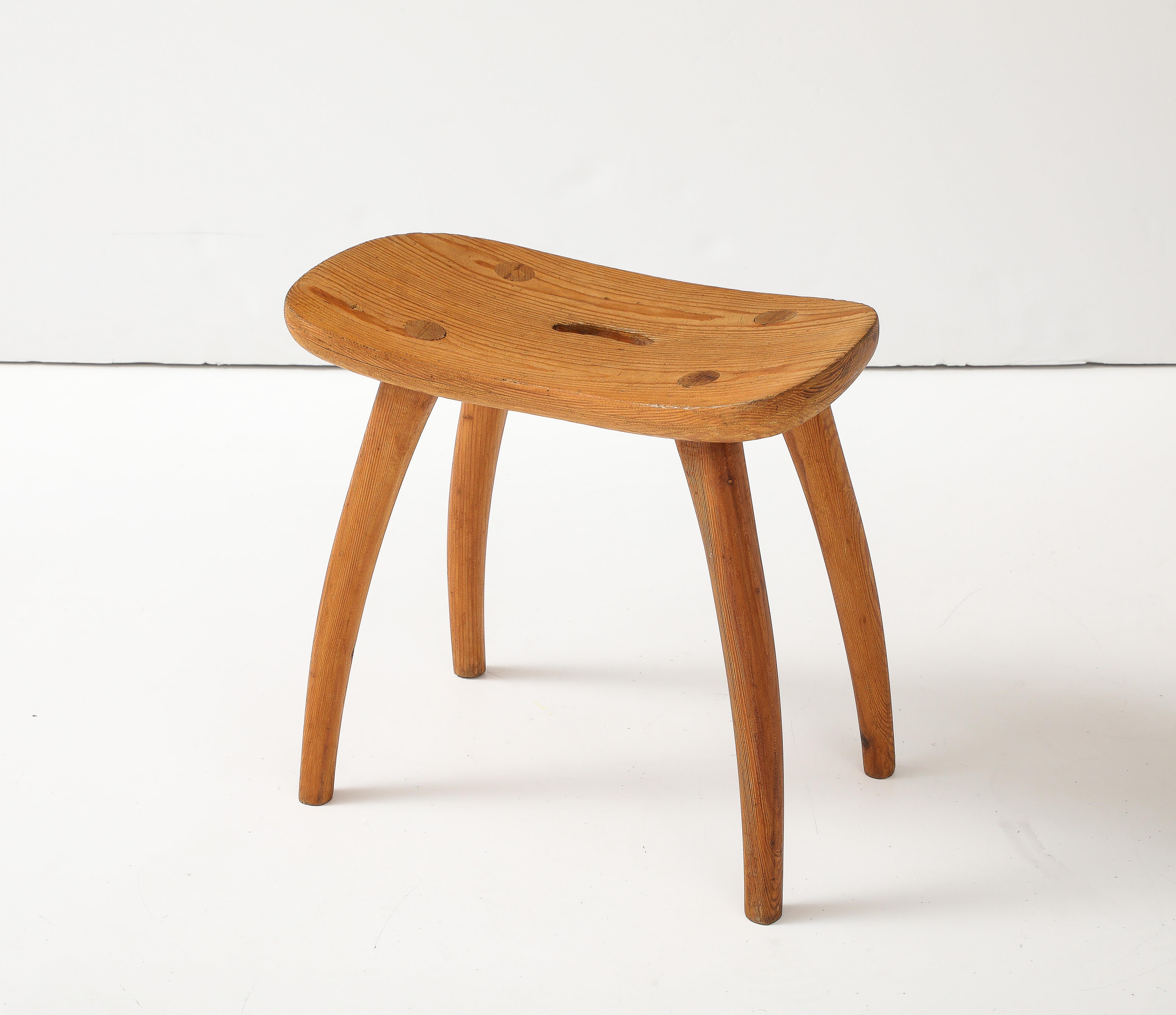 Torsten Claeson Hand Made Swedish Curved Stool, c. 1960's For Sale 1