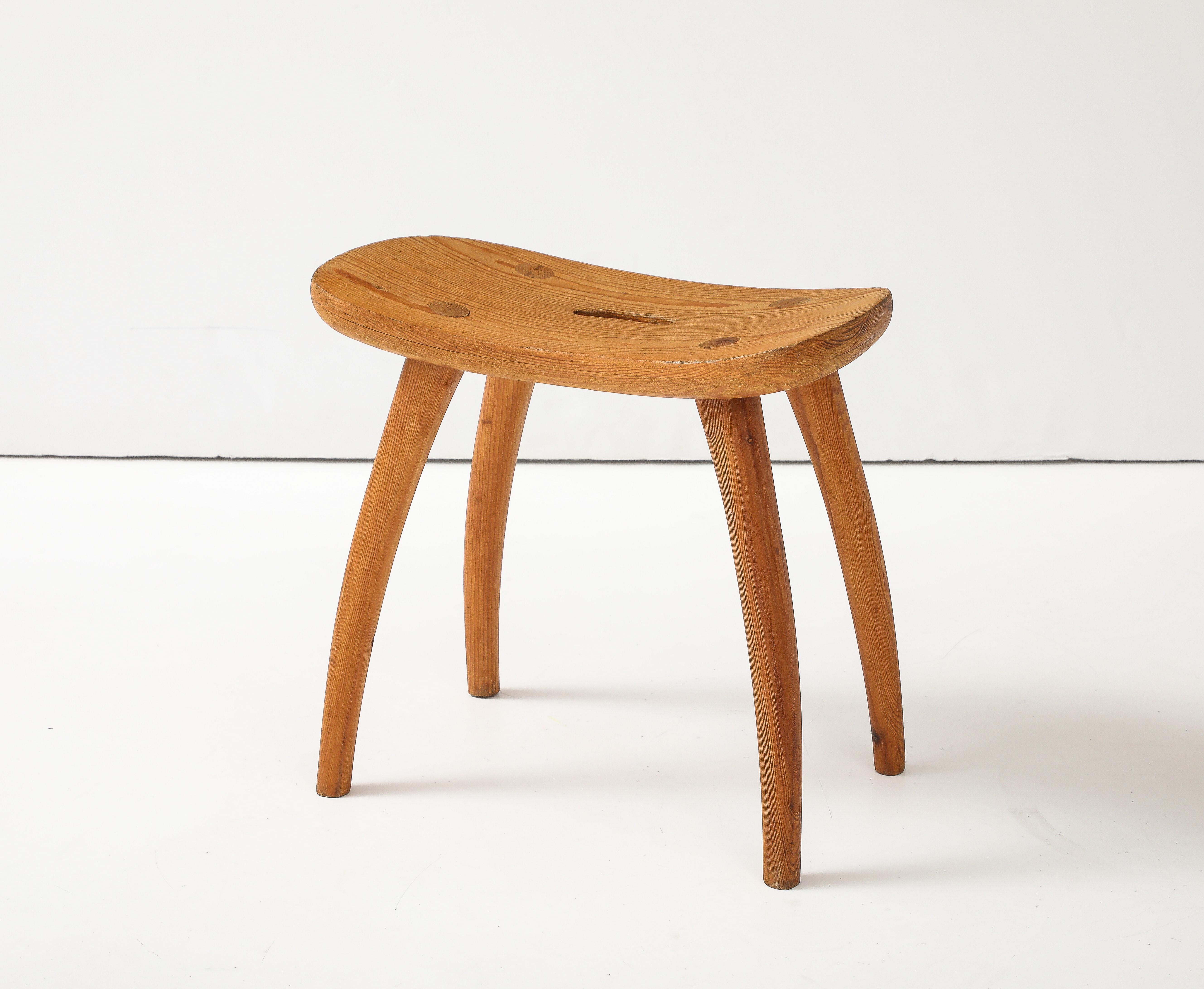 Torsten Claeson Hand Made Swedish Curved Stool, c. 1960's For Sale 2