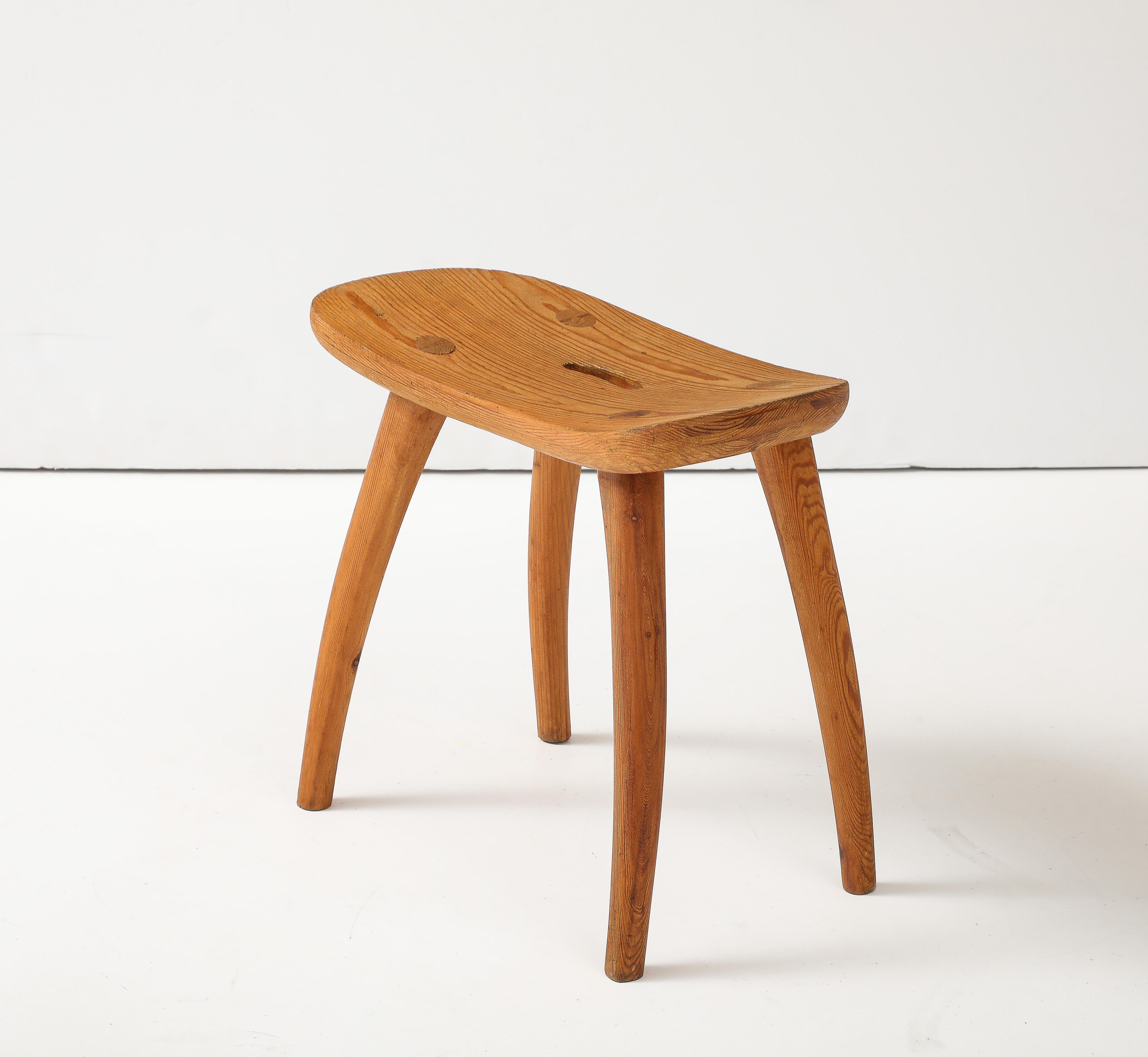 Torsten Claeson Hand Made Swedish Curved Stool, c. 1960's For Sale 3