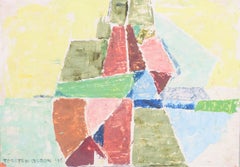 Torsten Hugo Olson, Swedish artist. Oil on panel. Abstract composition, 1975