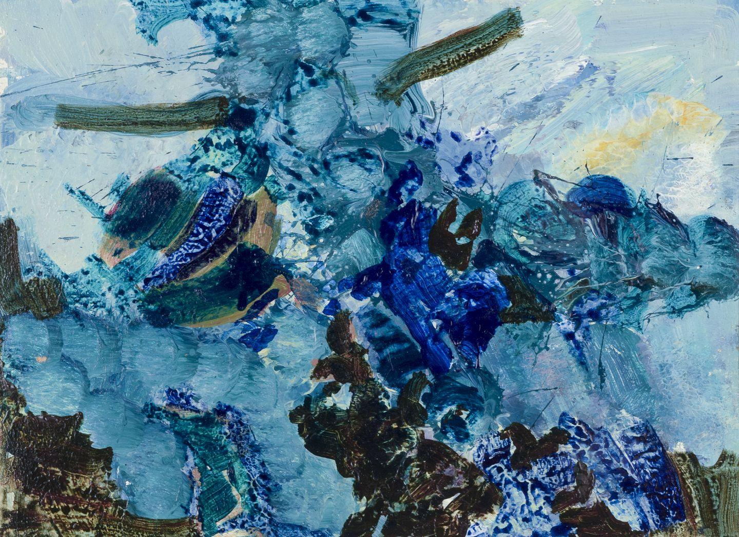 Torsten Hult, schwedischer Künstler. Öl auf Karton. Abstrakte Komposition, 1964