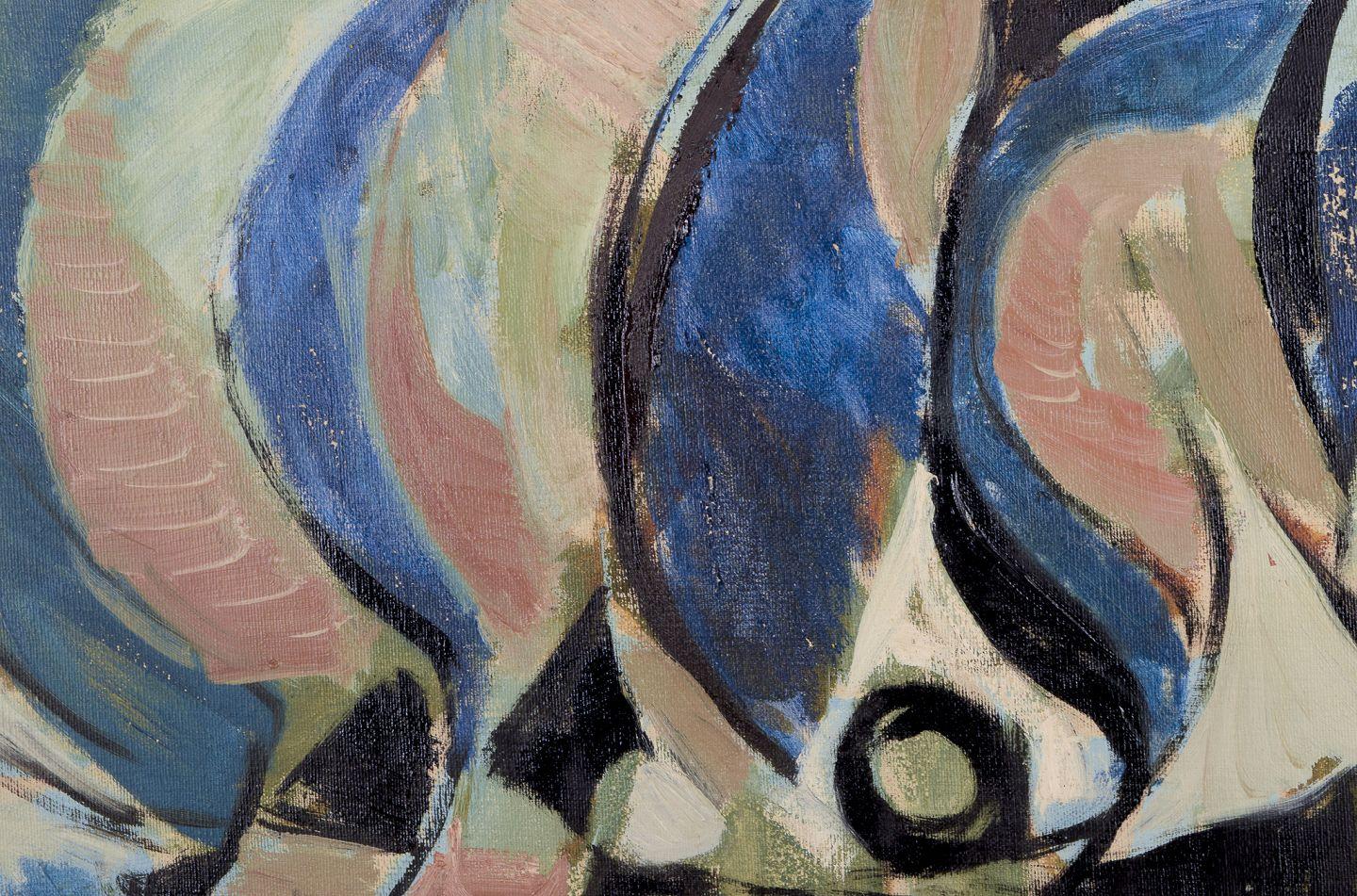 Modern Torsten Hult, Swedish painter. Oil on board. Abstract composition. Ca. 1960s For Sale