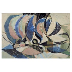 Torsten Hult, pittore svedese. Olio su tavola. Composizione astratta. Ca. 1960s