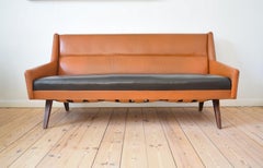 Torsten Johanson Danish Retro Leather Sofa, 1960s