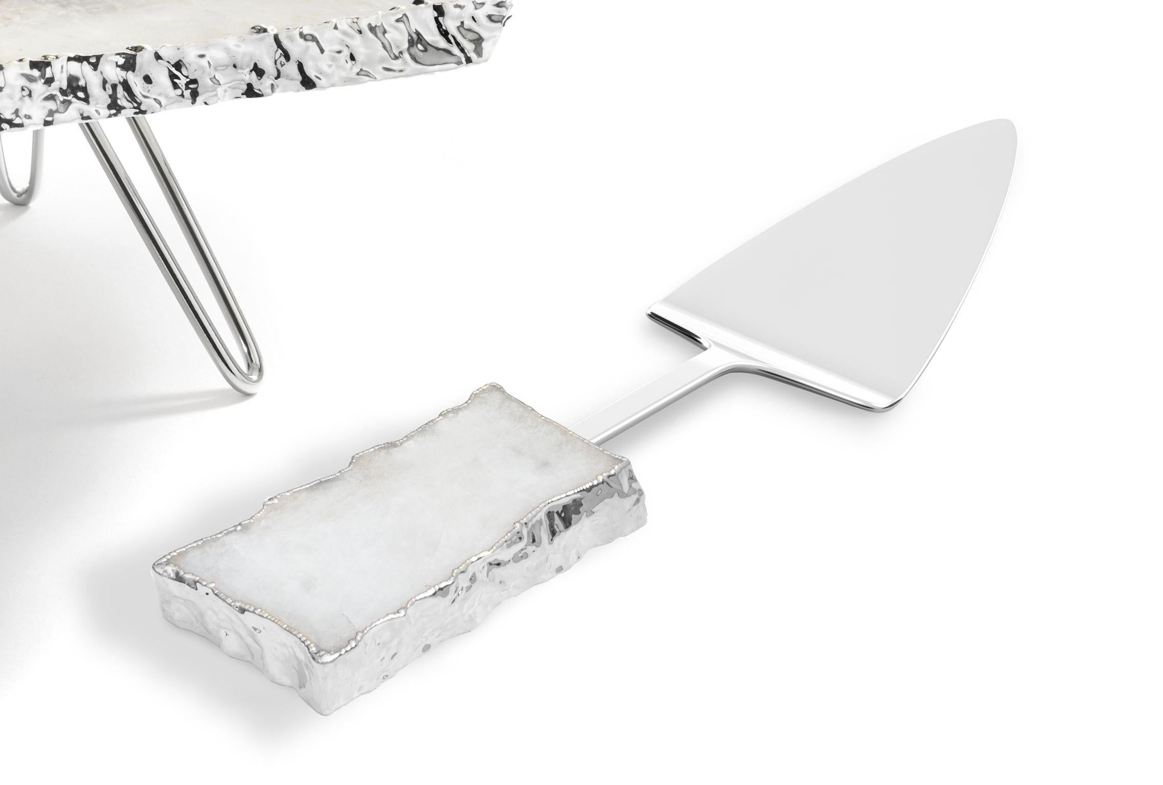 Indian Torta Cake Server in Crystal and Silver by ANNA new york