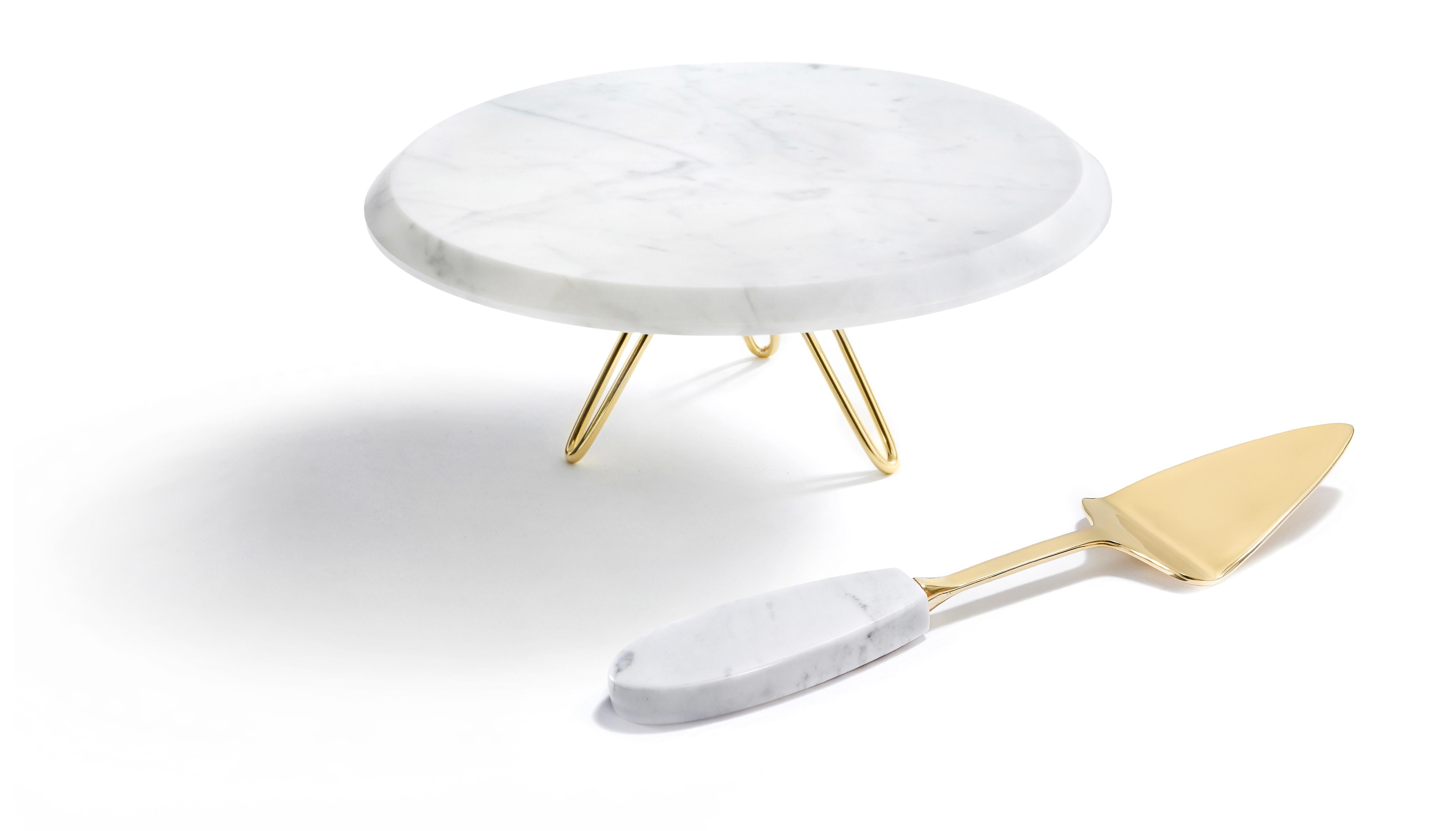 Other Torta Cake Server in Marble and Gold by ANNA New York