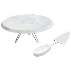 Torta Cake Server in Marble and Stainless Steel by ANNA New York