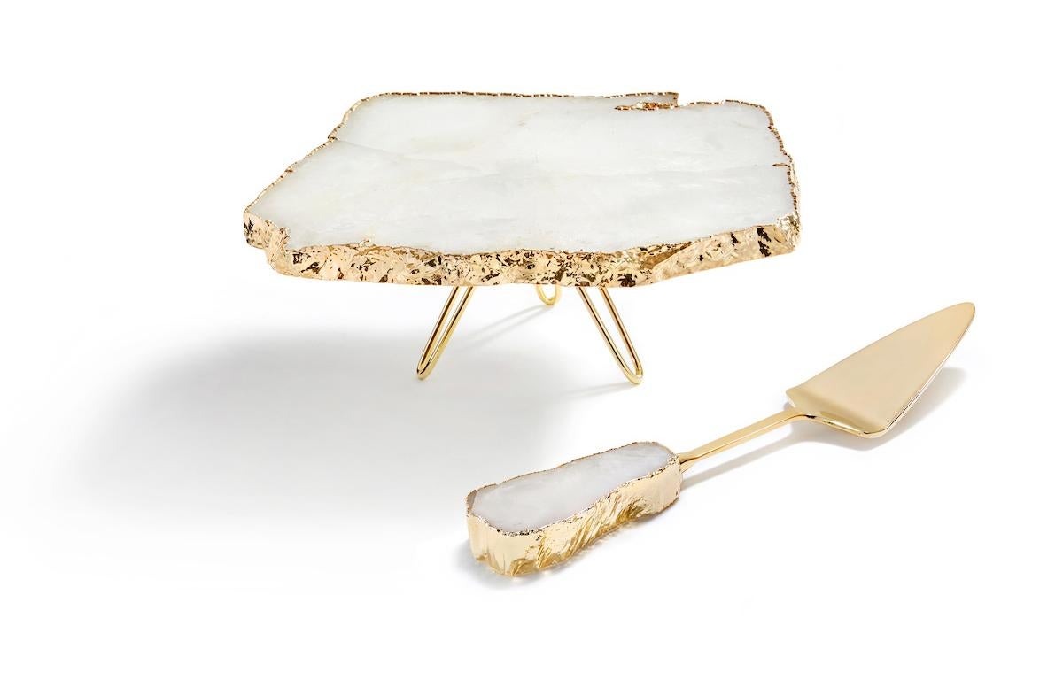 Other Torta Cake Stand in Agate and Gold by ANNA new york