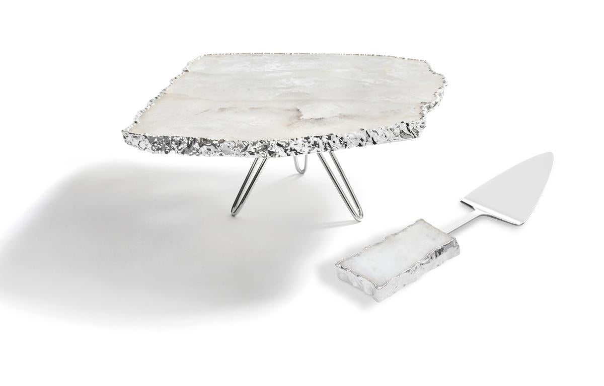 Other Torta Cake Stand in Crystal and Silver by Anna Rabinowitz For Sale