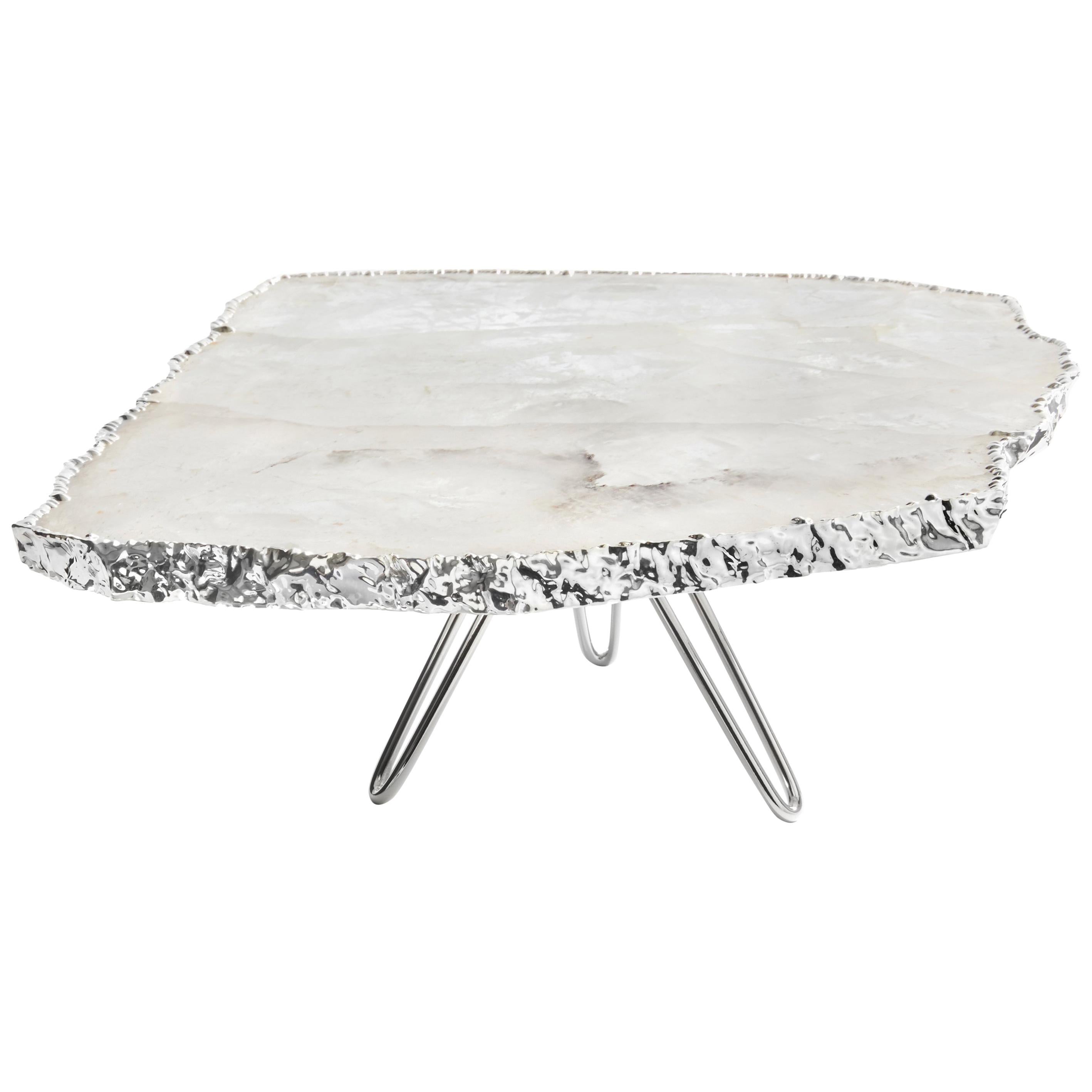 Torta Cake Stand in Crystal and Silver by Anna Rabinowitz For Sale