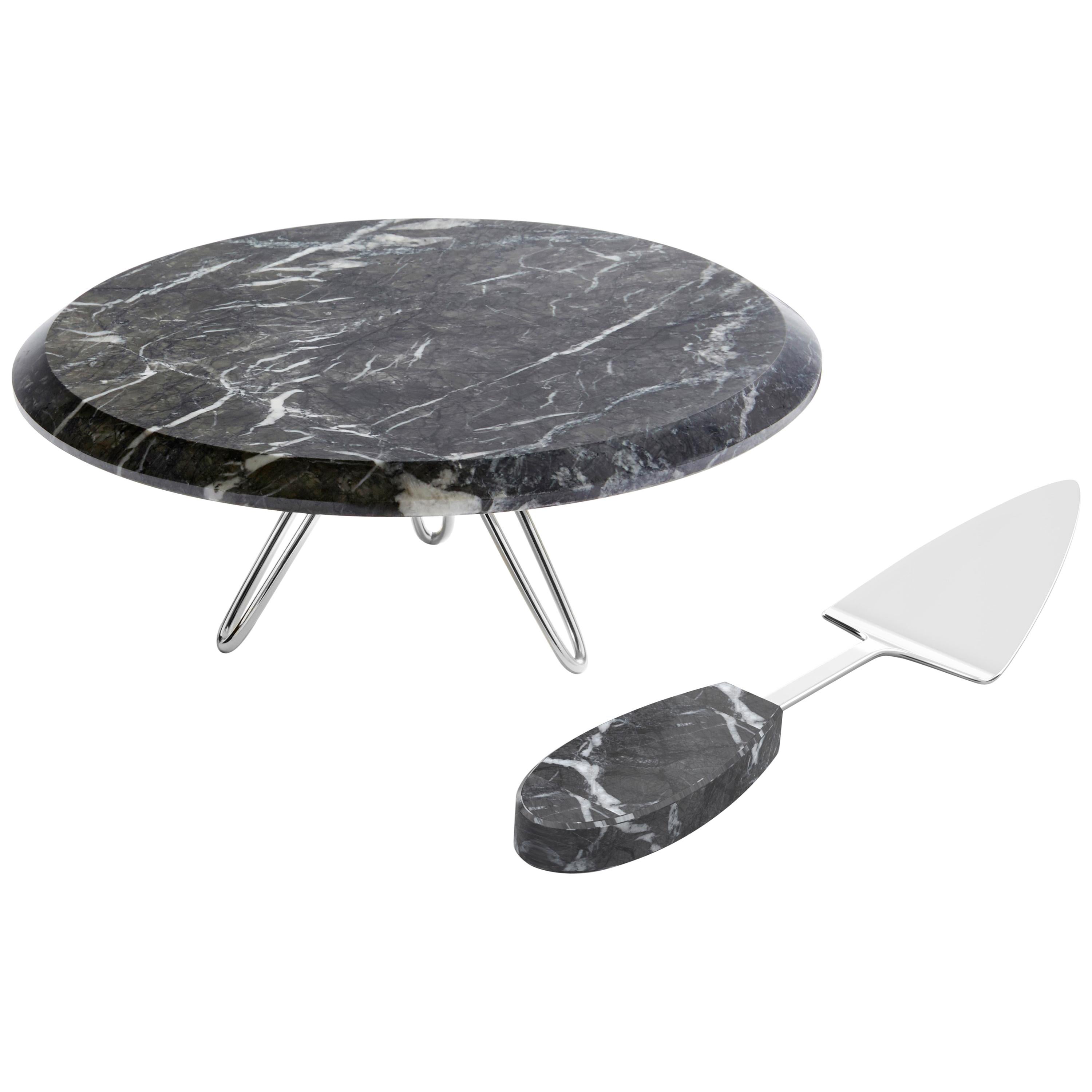 Torta Cake Stand in Marble and Metal by Anna Rabinowitz For Sale